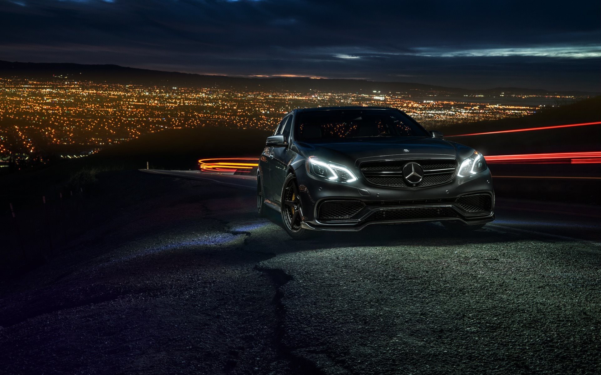 Download Wallpaper Mercedes Benz E63 AMG S, 2017 Cars, Night, Supercars, Headlights, Mercedes For Desktop With Resolution 1920x1200. High Quality HD Picture Wallpaper