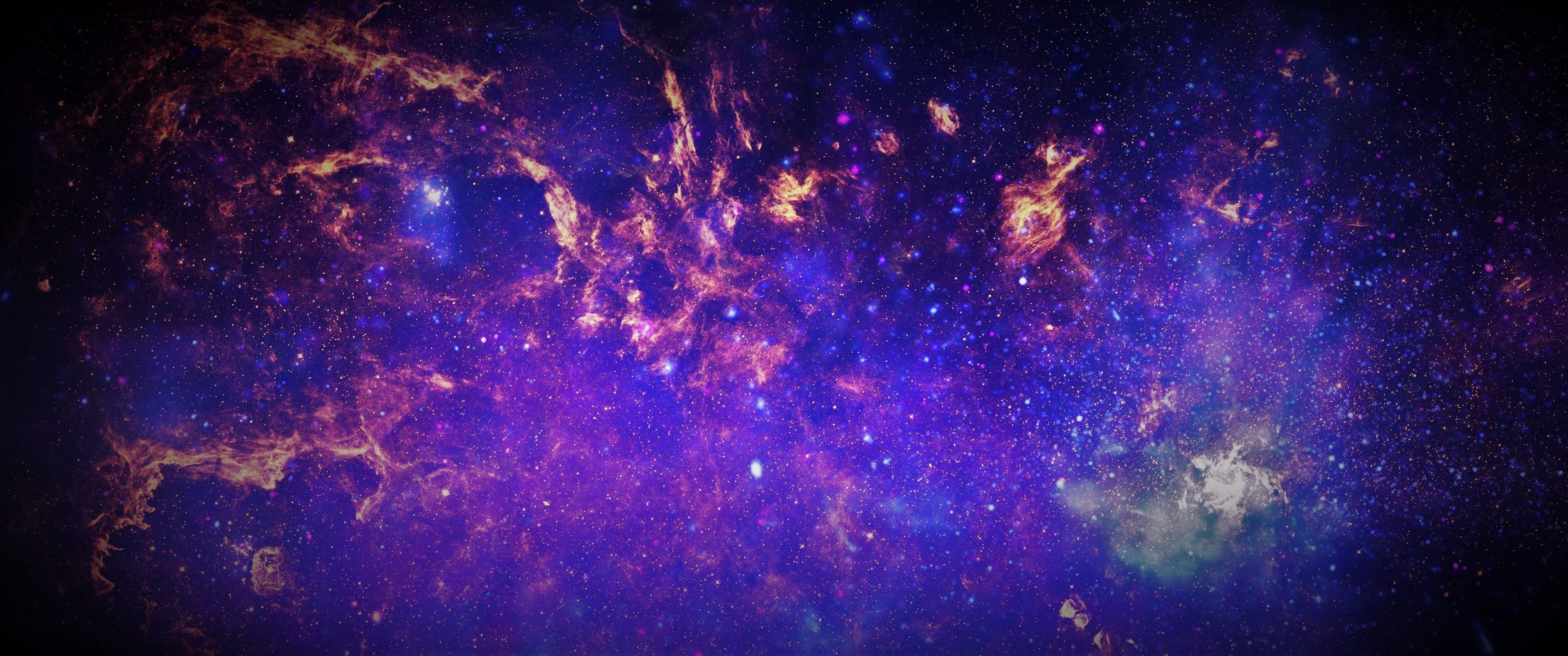 purple and orange galaxy #galaxy #stars #sky #blue #planet #space space art K #wallpaper #hdwallpaper #desktop. Space art, 3440x1440 wallpaper, HD wallpaper