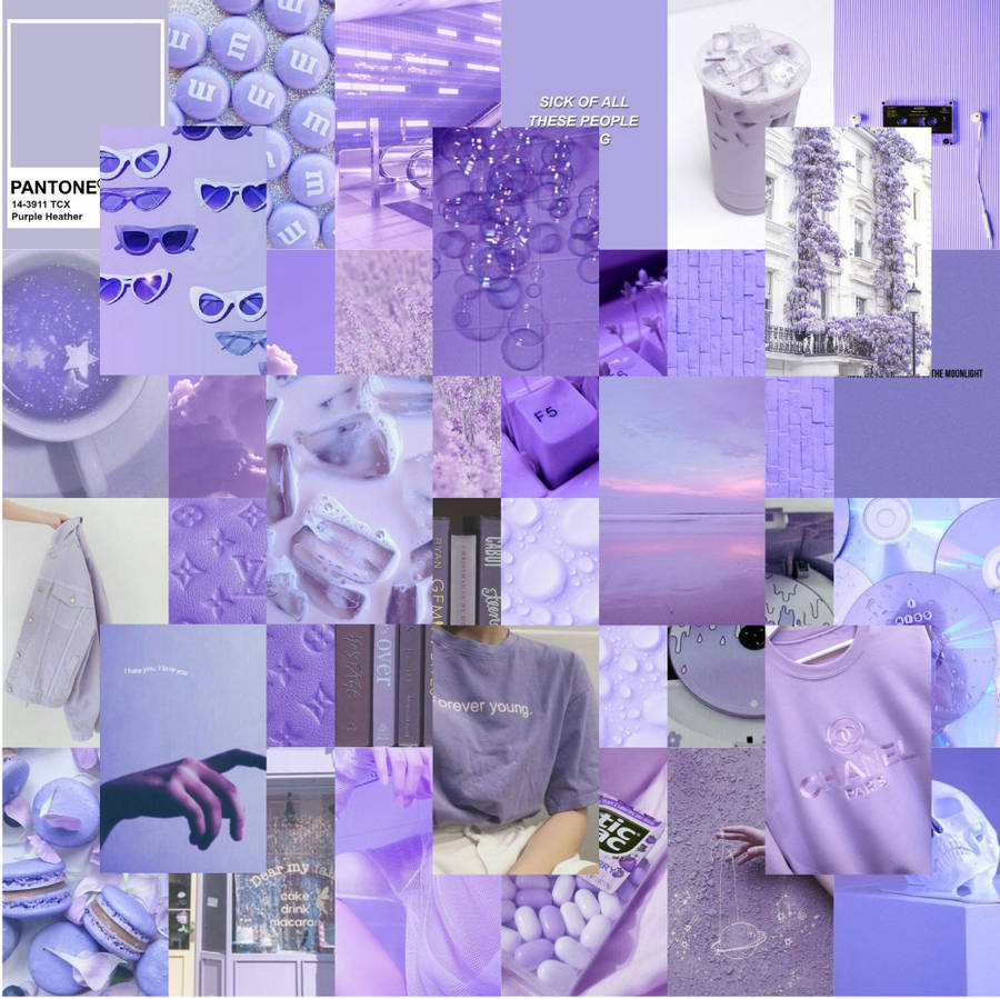 Download Pastel Purple Cool Things Collage Wallpaper
