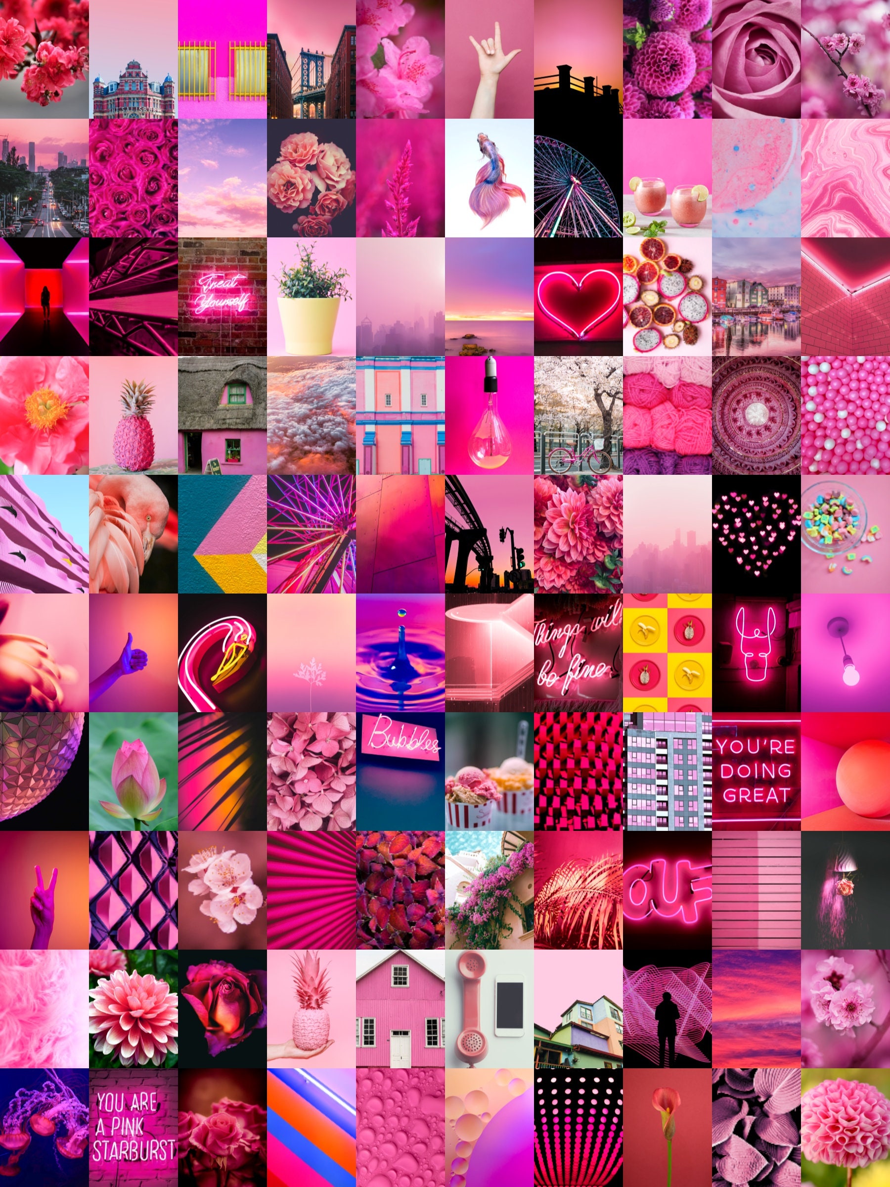 Bold Pink Aesthetic Wall Collage Kit Digital Download