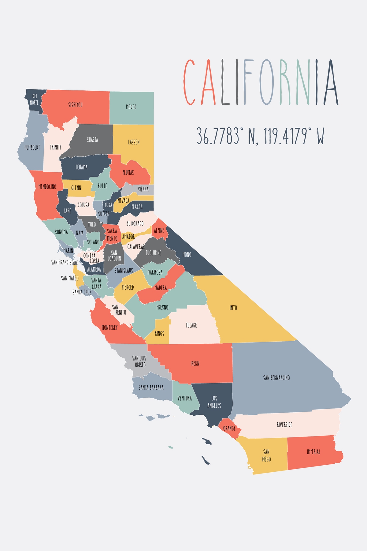 Buy California Map wallpaper