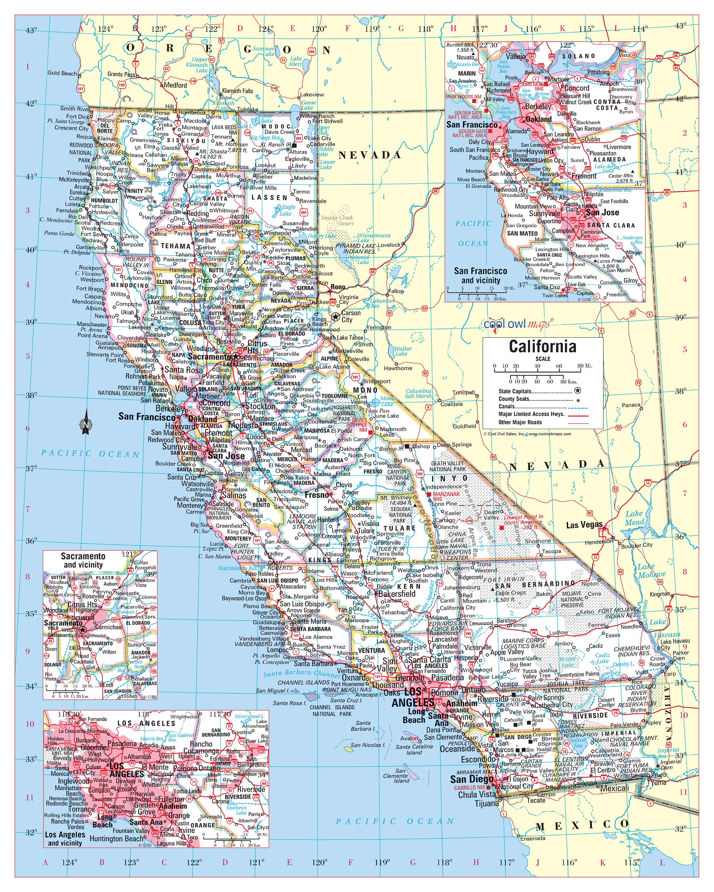 California State Wall Map Large Print Poster