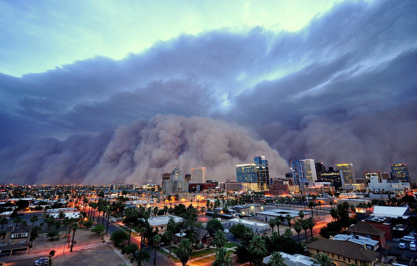 Wallpaper storm, the city, the evening, hurricane, sandstorm image for desktop, section город