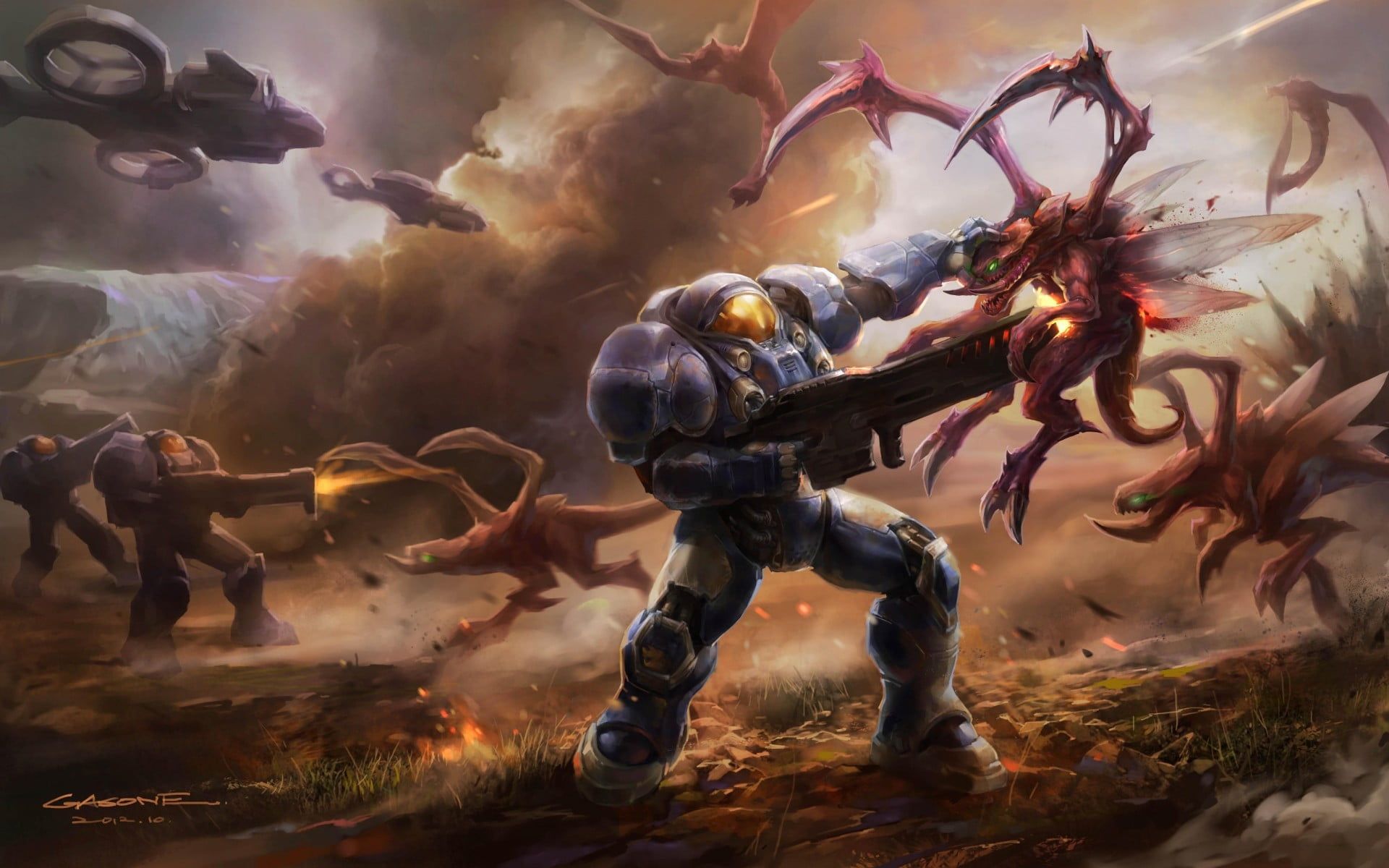 HD wallpaper: Pacific Rim digital wallpaper, StarCraft, Zerg, zergling, marines
