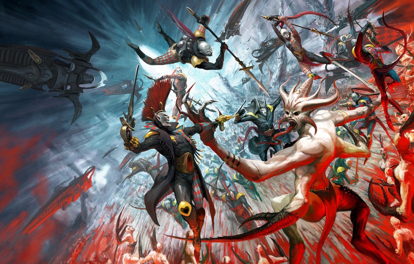 Wallpaper chaos, eldar, demons, Warhammer 40 harlequins, Slaanesh, Keeper of Secrets image for desktop, section фантастика