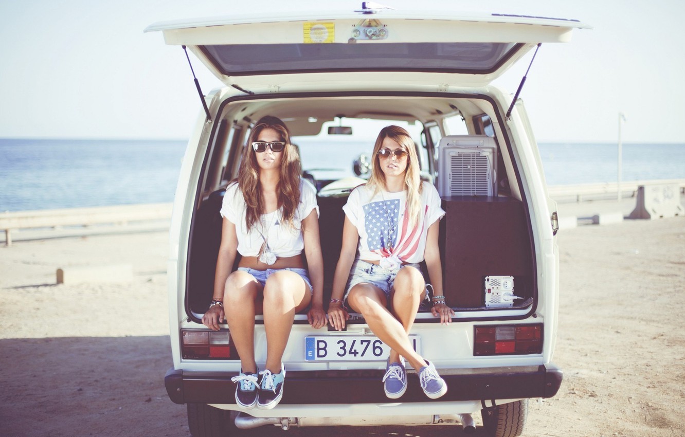 Wallpaper Girl, summer, beach, vintage, sea, retro, old, glasses image for desktop, section девушки