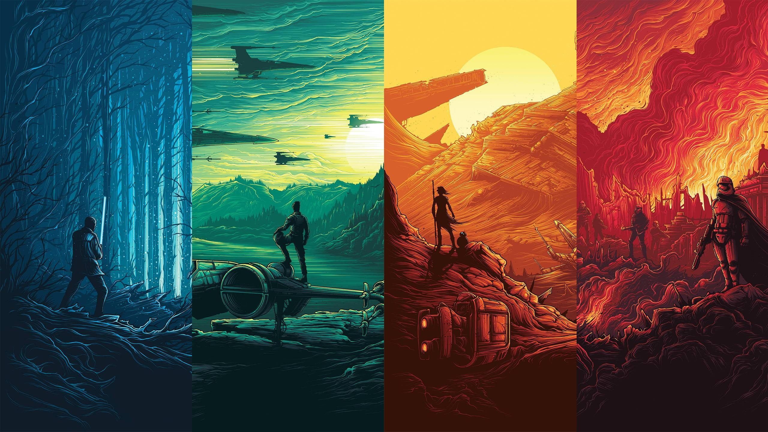 HD wallpaper: Star Wars wallpaper, Star Wars: The Force Awakens, collage, vector