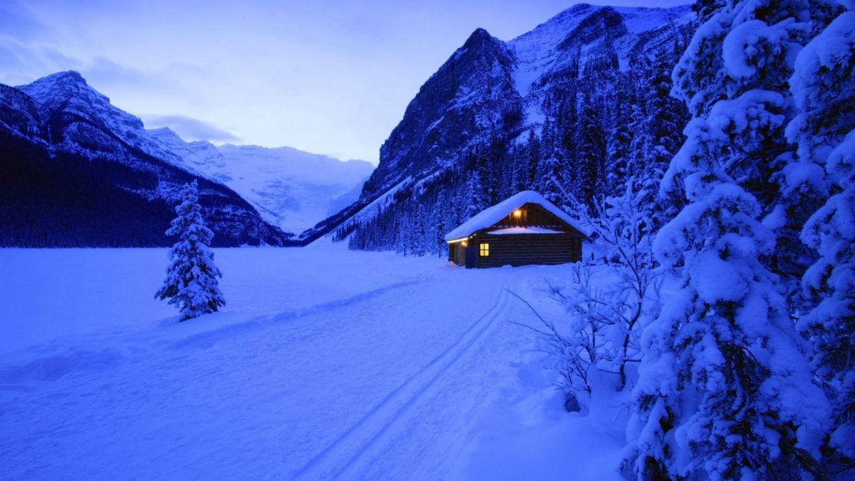 Winter snow house mountains wallpaperx1440