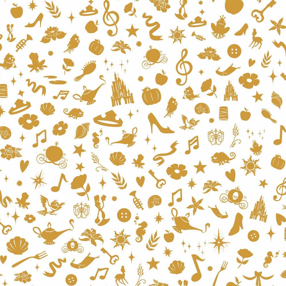 RoomMates Disney Princess Icon Gold Peel and Stick Wallpaper (Covers 28.18 sq. ft.) RMK11407WP