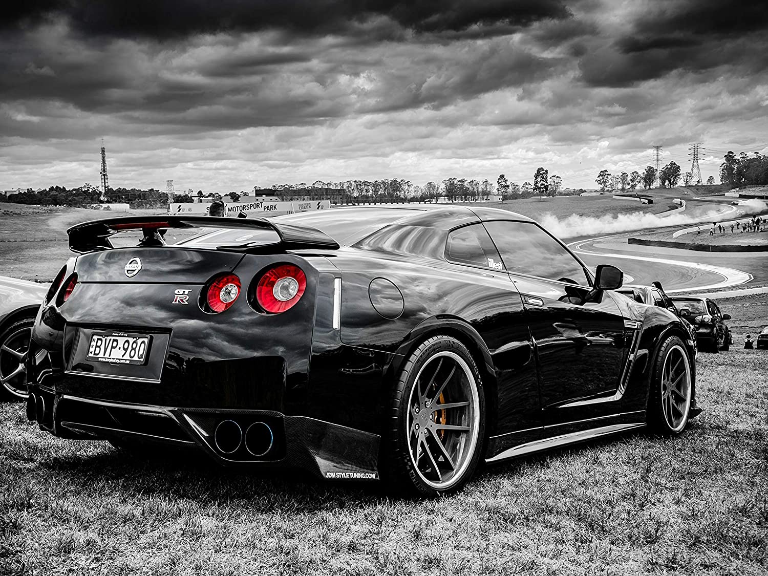 Gryposaurus Nissan Skyline GT R R35 Black And White Car Auto Poster 18 × 24 Inches