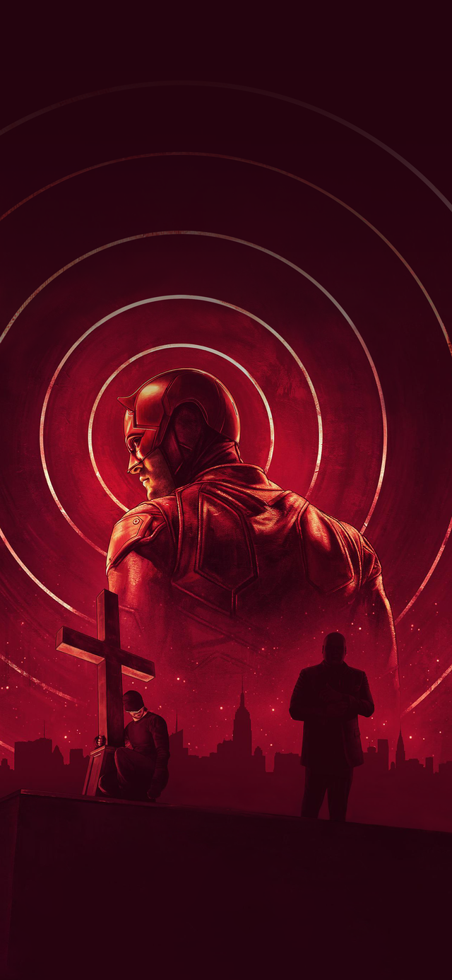 Removed the text from the new Daredevil poster and converted it into a mobile wallpaper