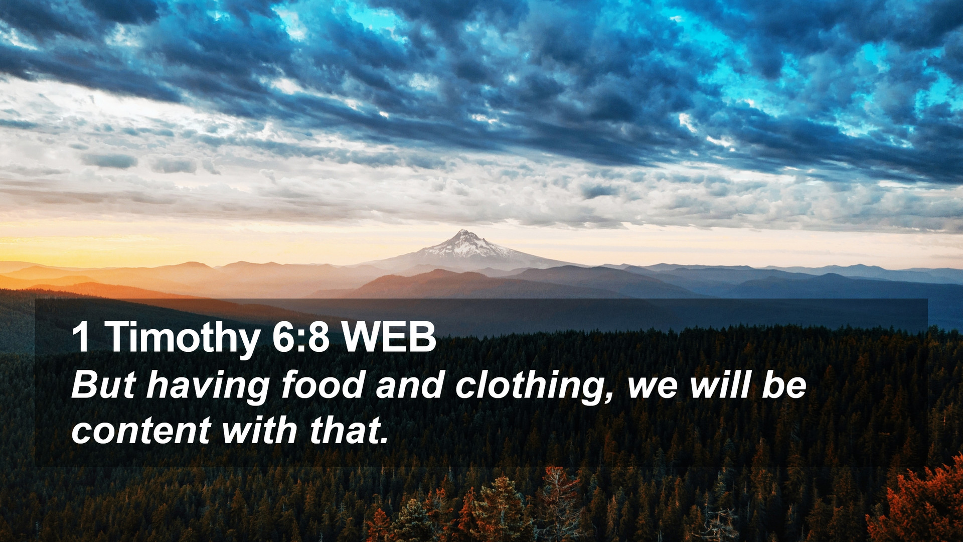 Timothy 6:8 WEB Desktop Wallpaper having food and clothing, we will be content