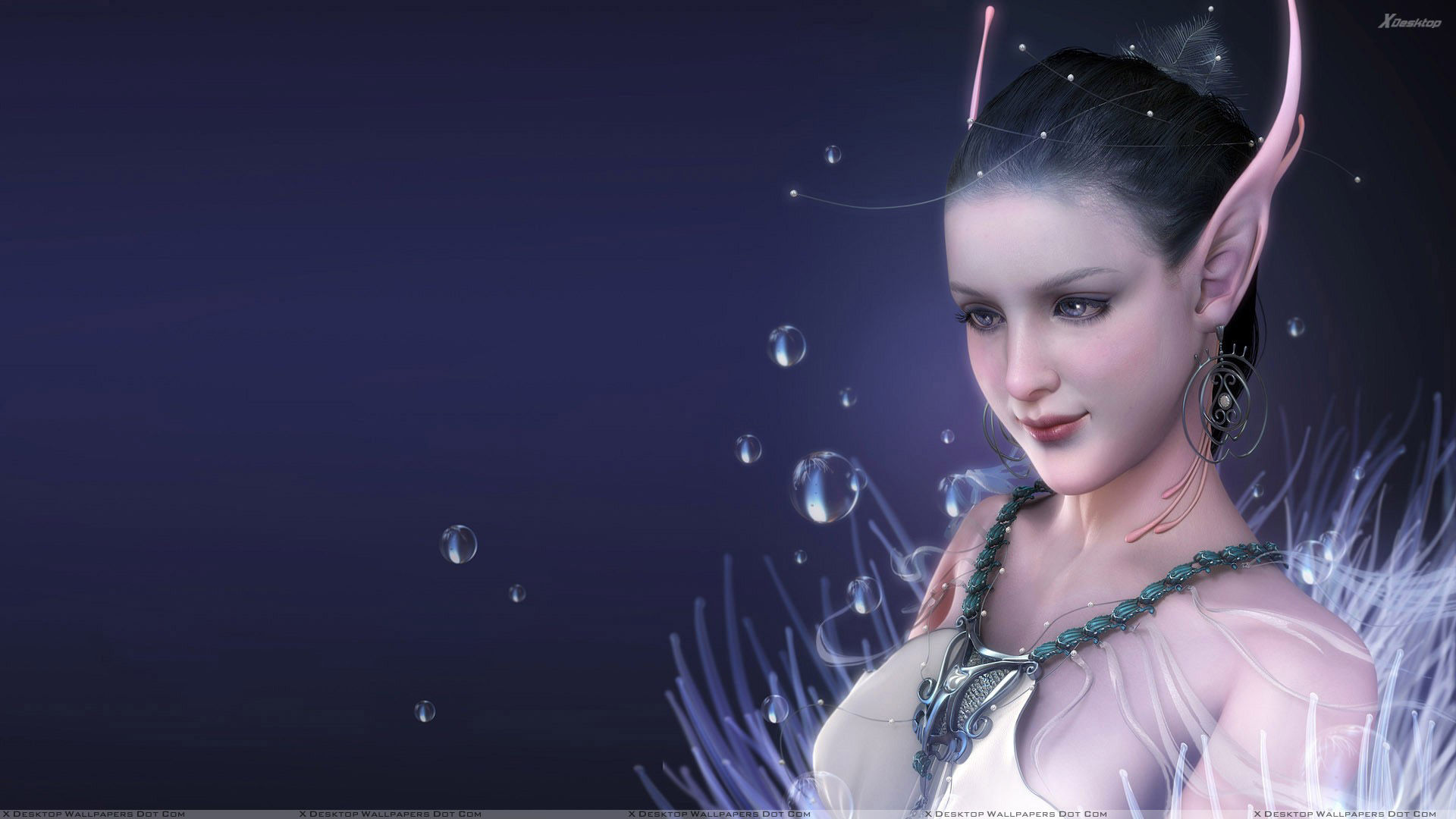 Sweet 3D Girl In White Dress Wallpaper