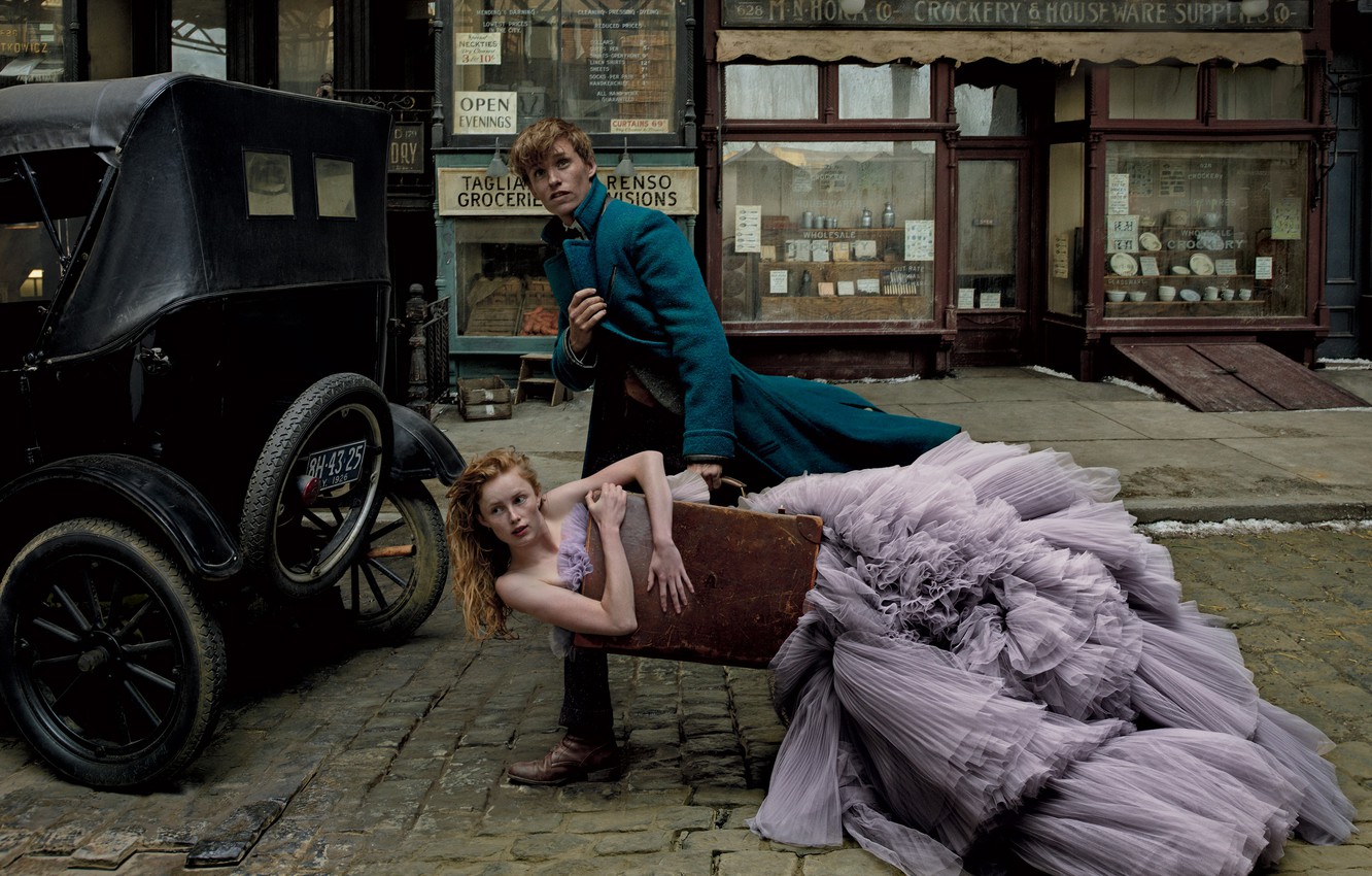 Wallpaper girl, street, dress, coach, suitcase, bridge, coat, bears, Vogue, Eddie Redmayne, Eddie Redmayne, Annie Leibovitz image for desktop, section ситуации