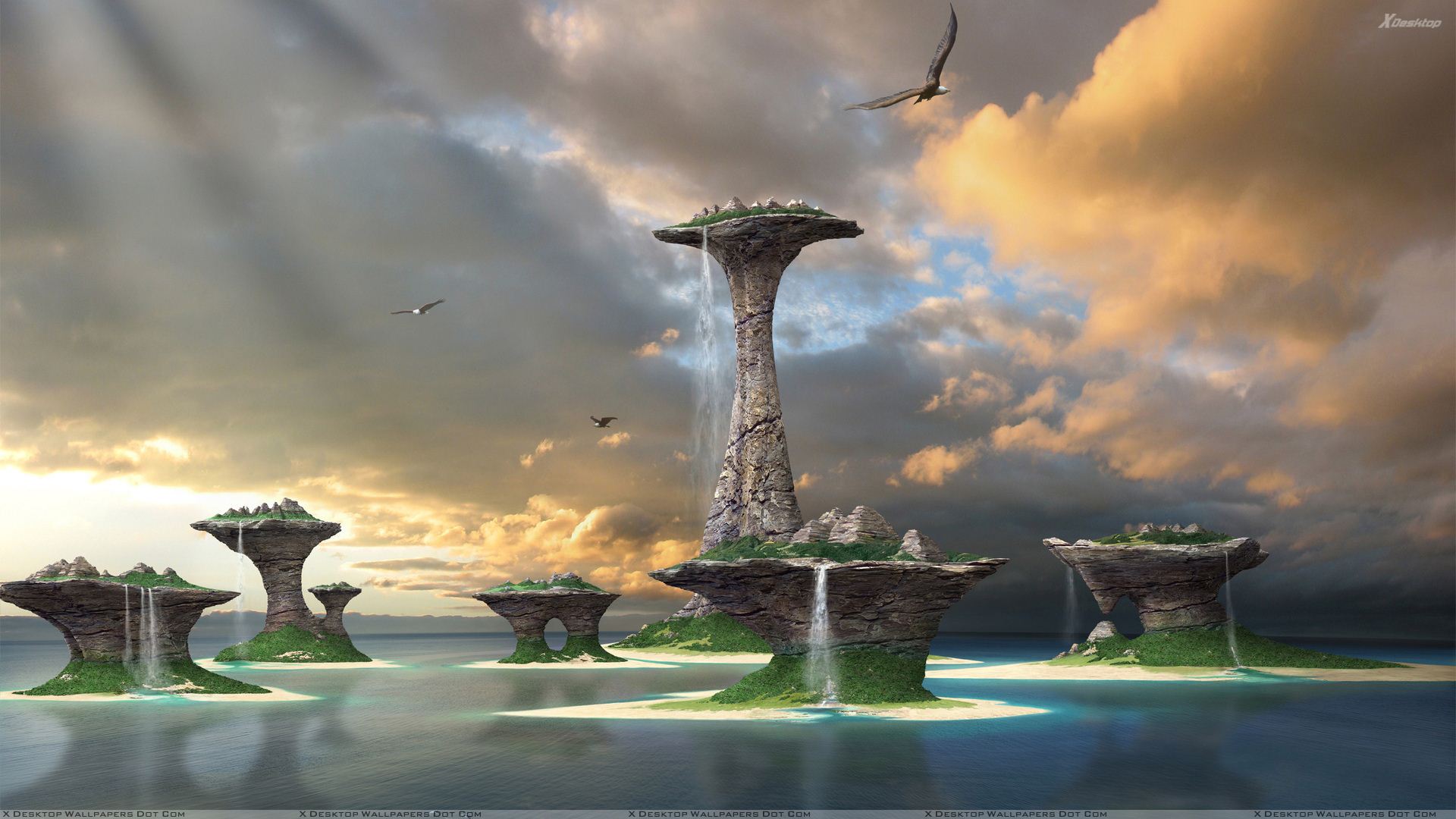 Beautiful Scene Of Fantasy Island Cities Wallpaper