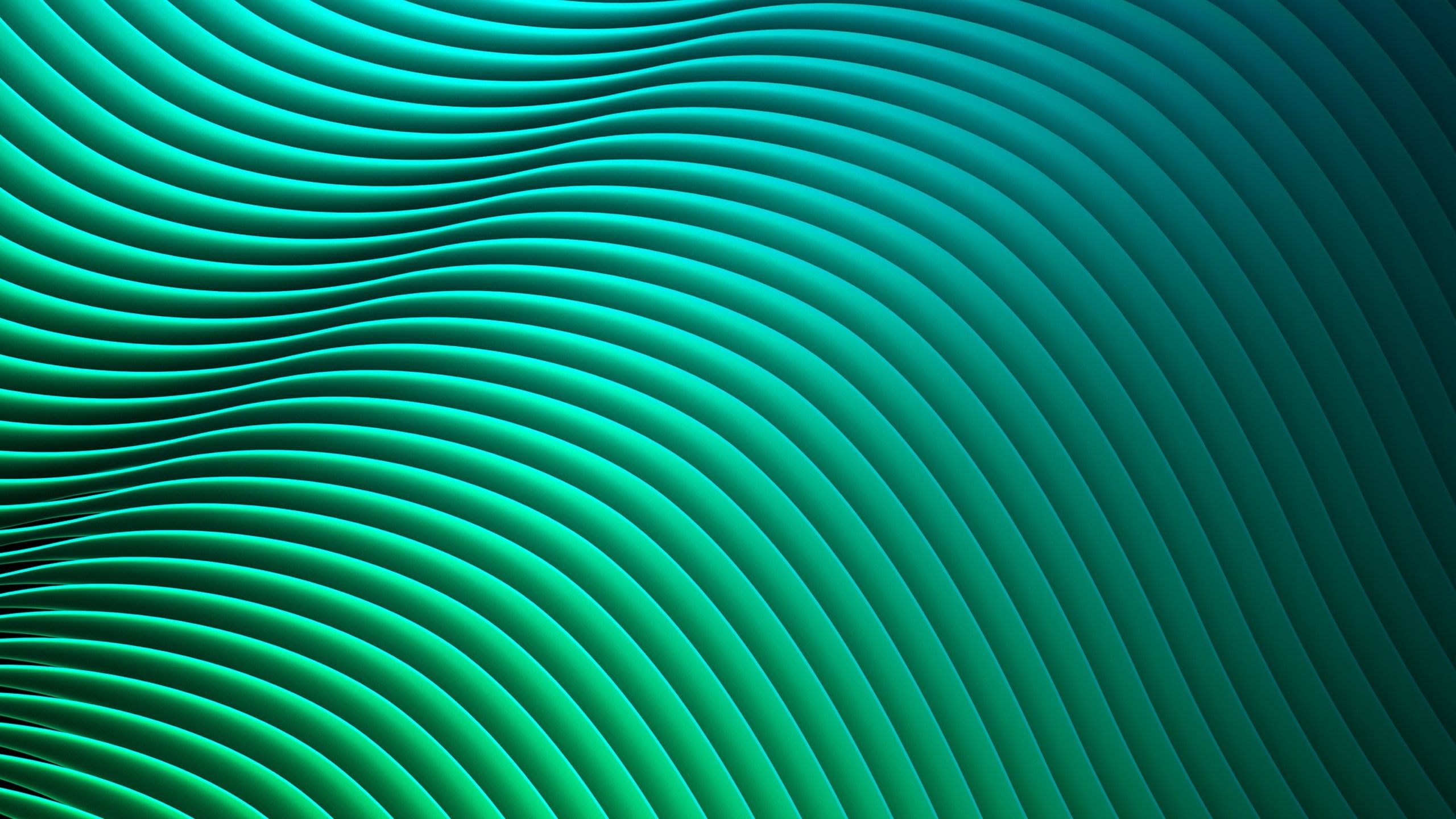 Wallpaper waves, lines, green, HD, Abstract