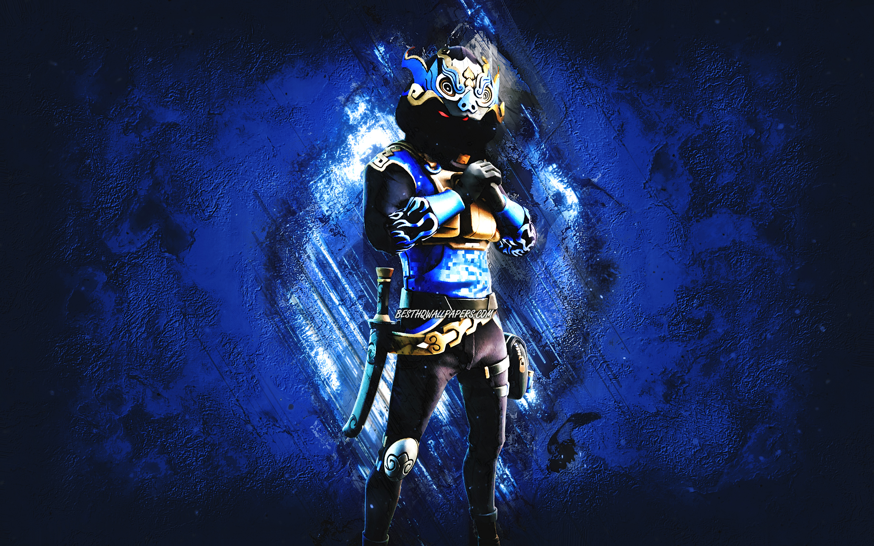 Download wallpaper Fortnite Blue Smoke Dragon Skin, Fortnite, main characters, blue stone background, Blue Smoke Dragon, Fortnite skins, Blue Smoke Dragon Skin, Blue Smoke Dragon Fortnite, Fortnite characters for desktop with resolution