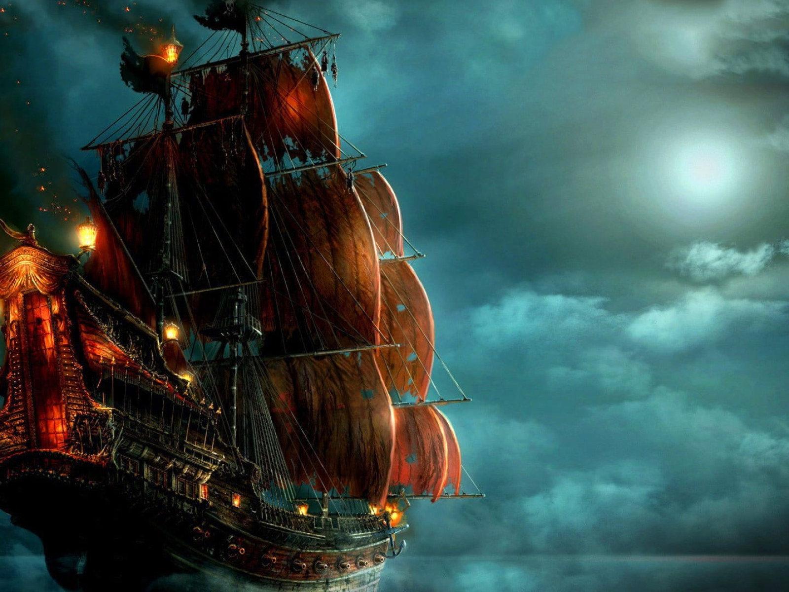 Black And Red Pirate Ship Wallpaper, Pirates, Night, Sailing Ship • Wallpaper For You