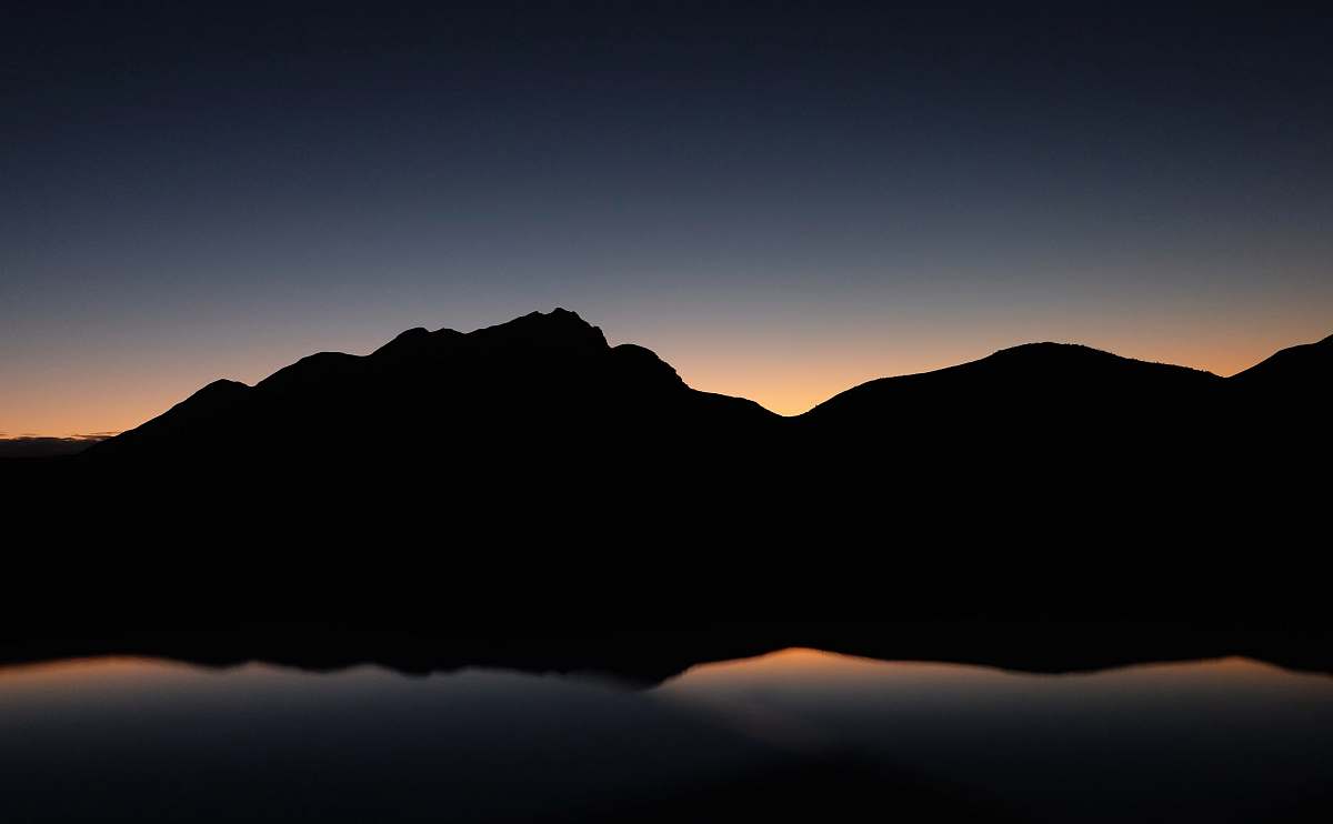 Desktop Wallpaper Silhouette Photography Of Mountain Near Body Of Water Desktop Background Image Free Photo