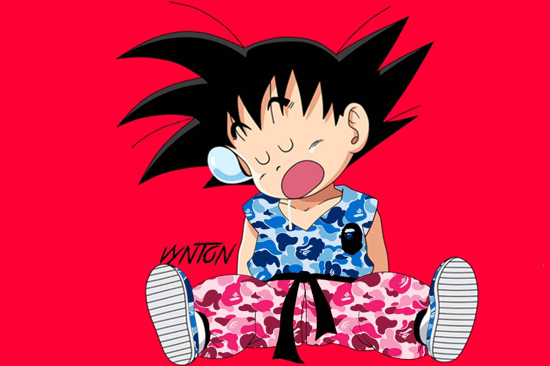 Download Awesome Supreme Drip Goku Digital Art Wallpaper