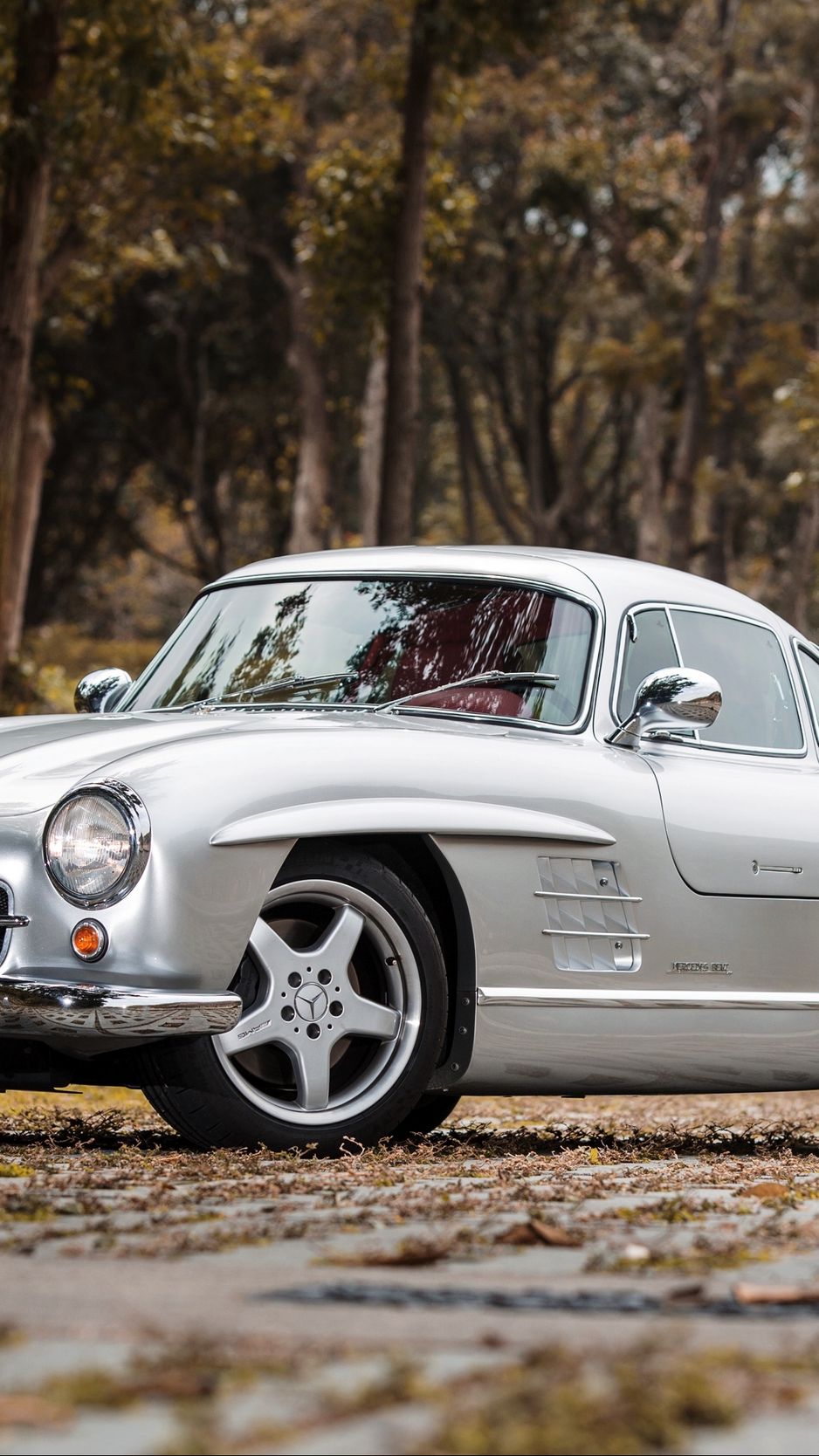 Download Wallpaper 938x1668 Mercedes Benz, 300sl, Amg, W198, Silver, Side View Iphone 8 7 6s 6 For Parallax HD Background