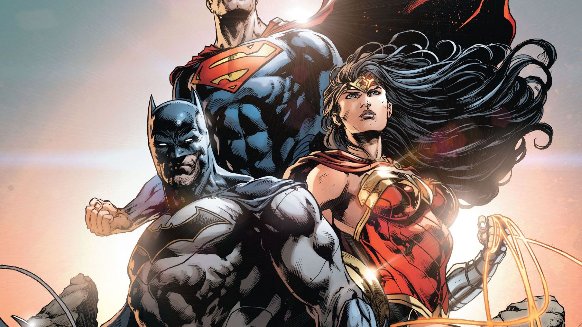 Desktop Wallpaper Batman, Superman, Wonder Woman, Superhero, HD Image, Picture, Background, Ns3gx5