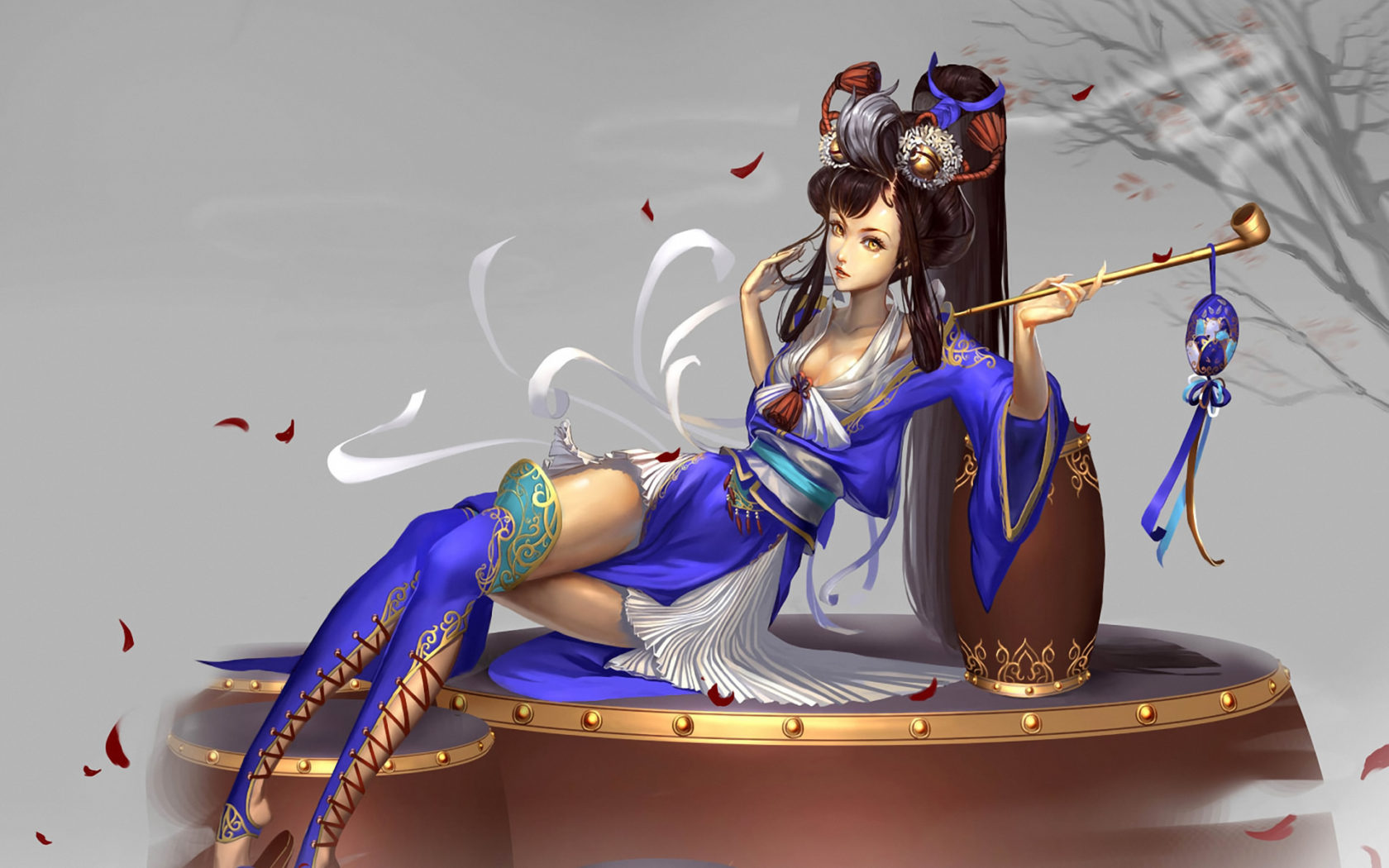 Fantasy Girl Digital, Chinese, Japanese, Blue, Oriental, Beautiful, Fantasy 329384, Wallpaper13.com