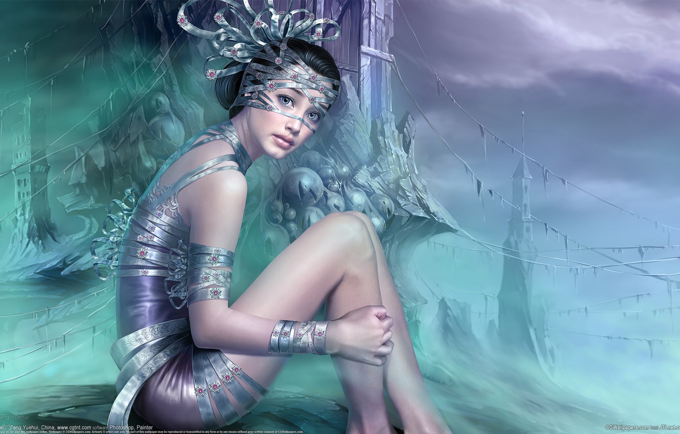 Wallpaper girl, tape, Japanese, fantasy image for desktop, section фантастика
