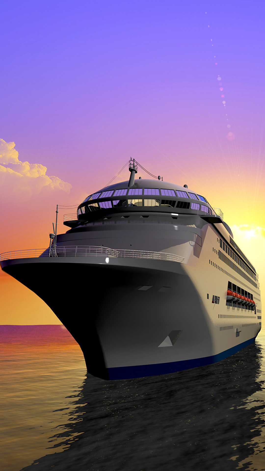 Desktop Wallpaper Cruise liner Sea 3D Graphics Sky Ships 1080x1920