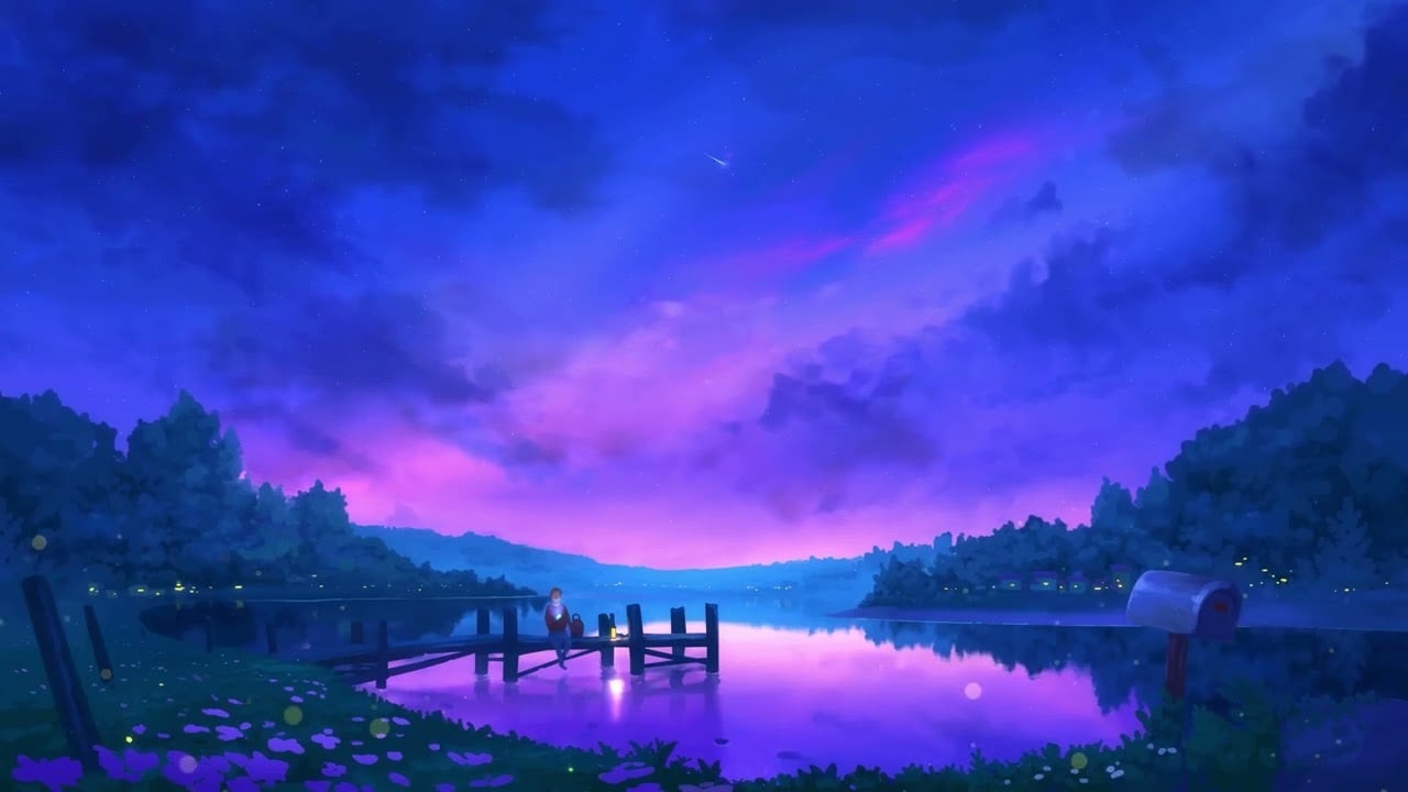 4K Anime Purple Evening Sky Live Wallpaper Hour Screensaver Loop !