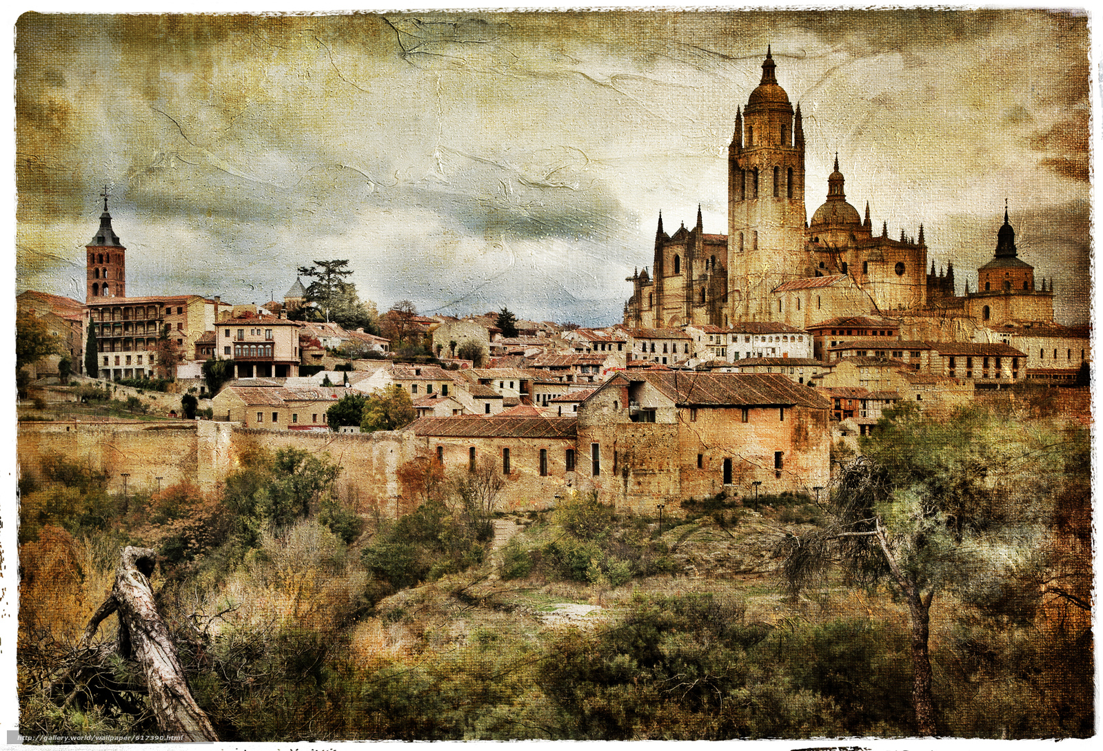 Download wallpaper Segovia, Spain, vintage free desktop wallpaper in the resolution 5086x3464