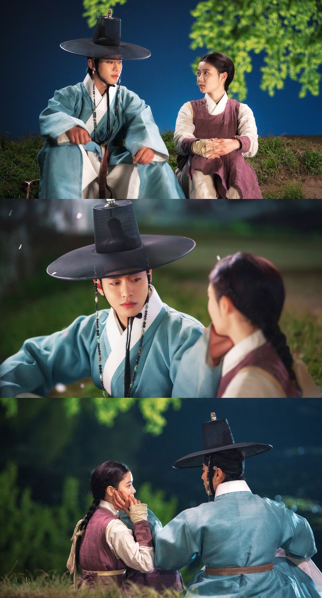 Ahn Hyo Seop And Kim Yoo Jung Share A Romantic Moment Under The Moonlight In “Lovers Of The Red Sky”