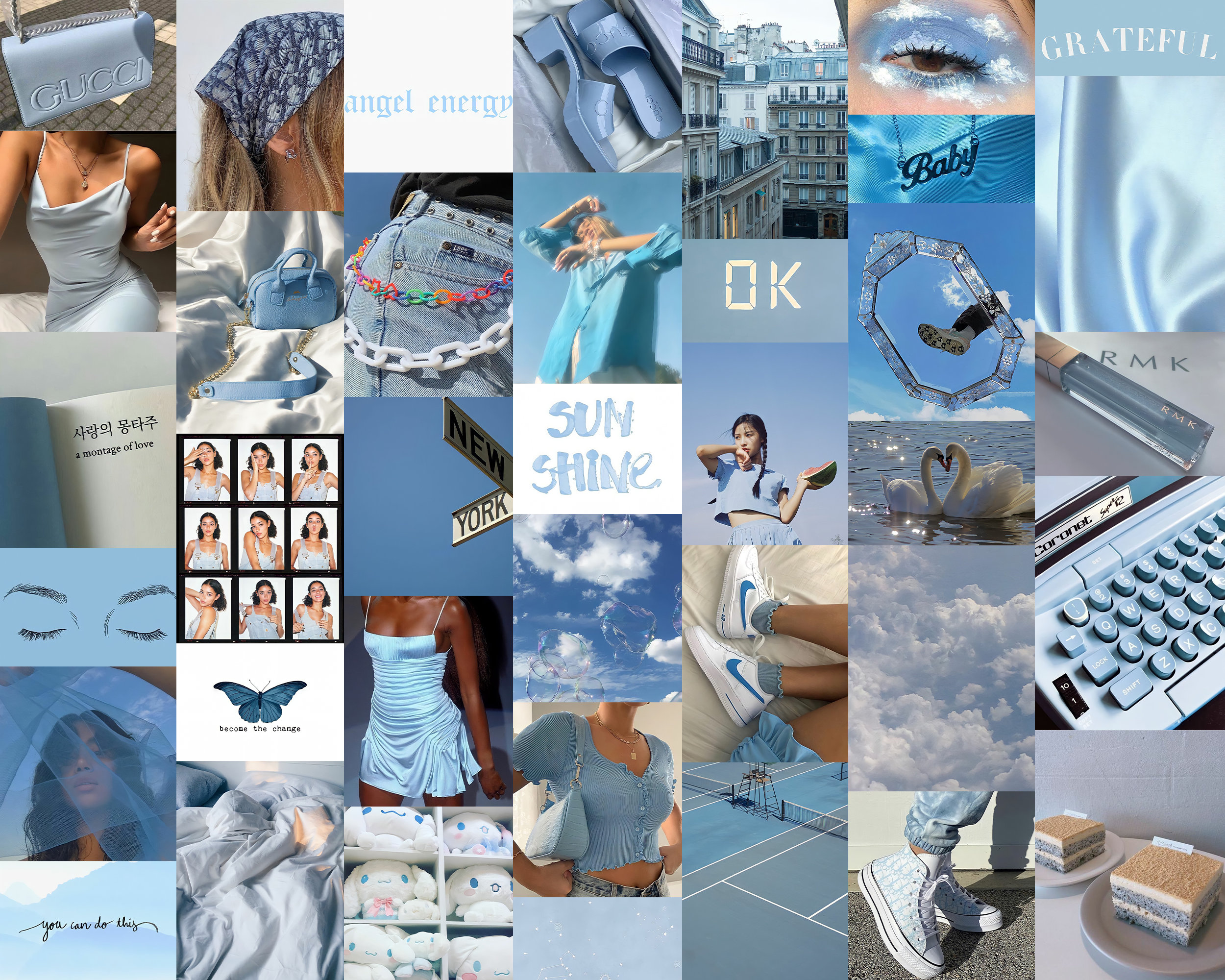BABY BLUE AESTHETIC Wall Collage Set 60 Image