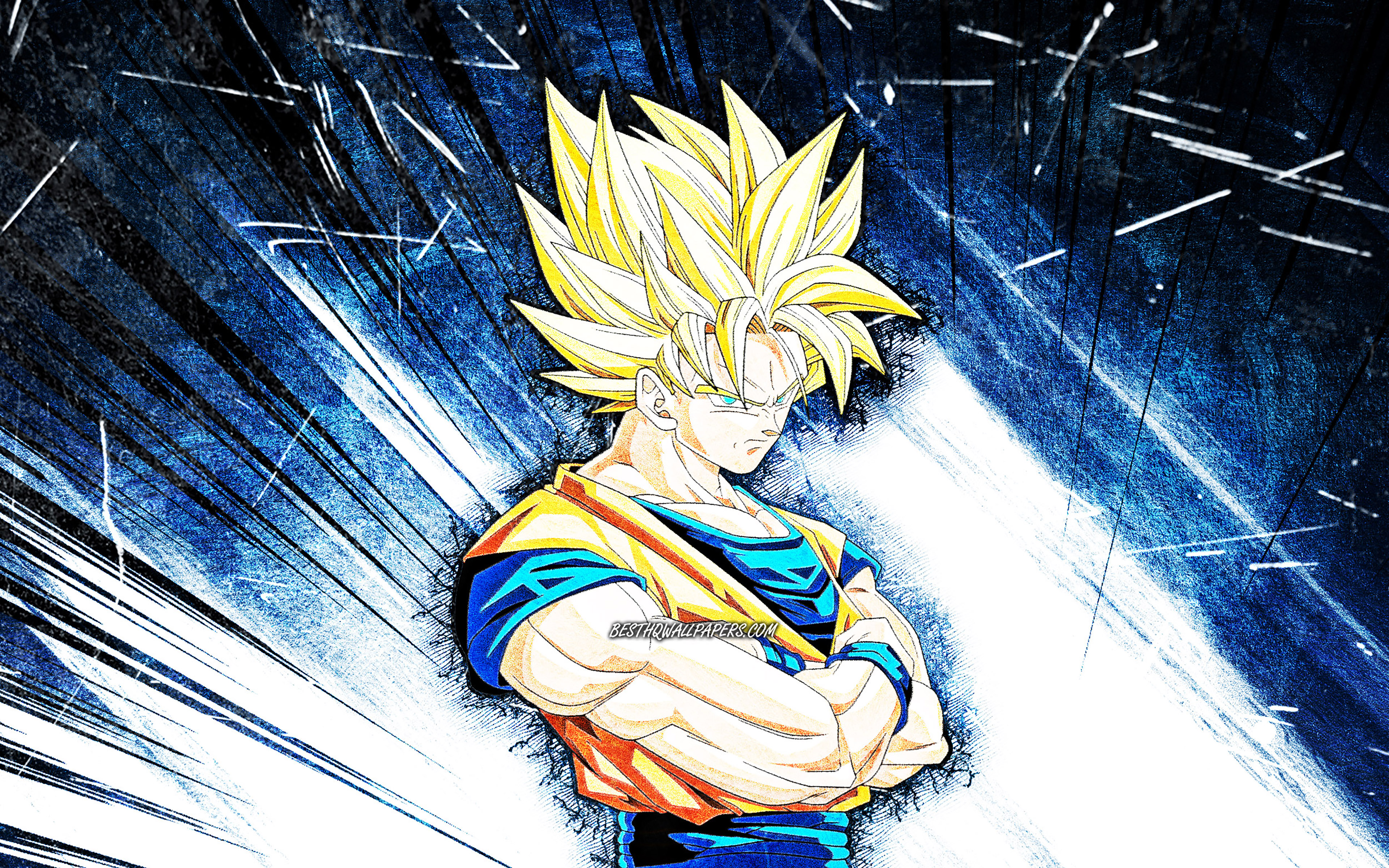 Wallpaper dragon ball, son goku, golden glow, art desktop