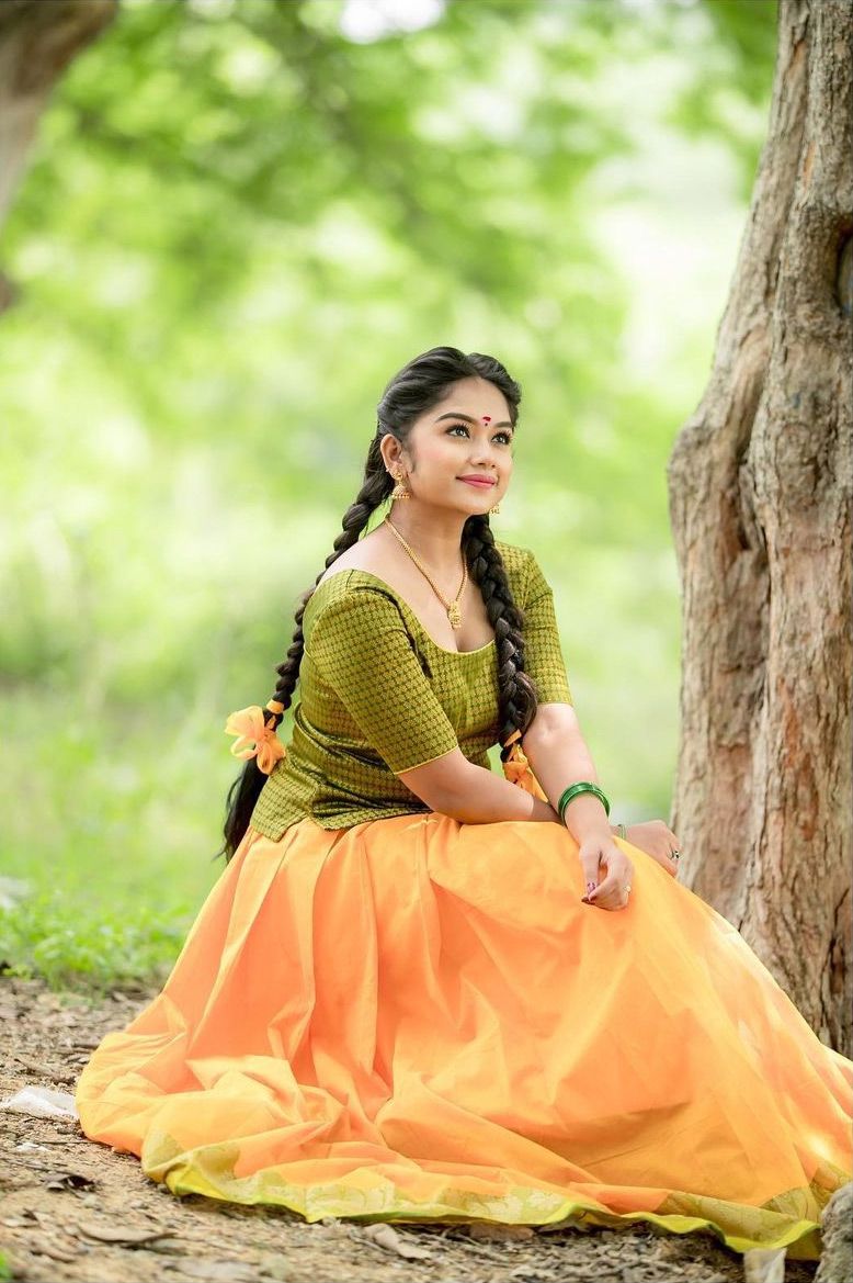 Preethi Sharma in traditional pavadai sattai Indian Actress
