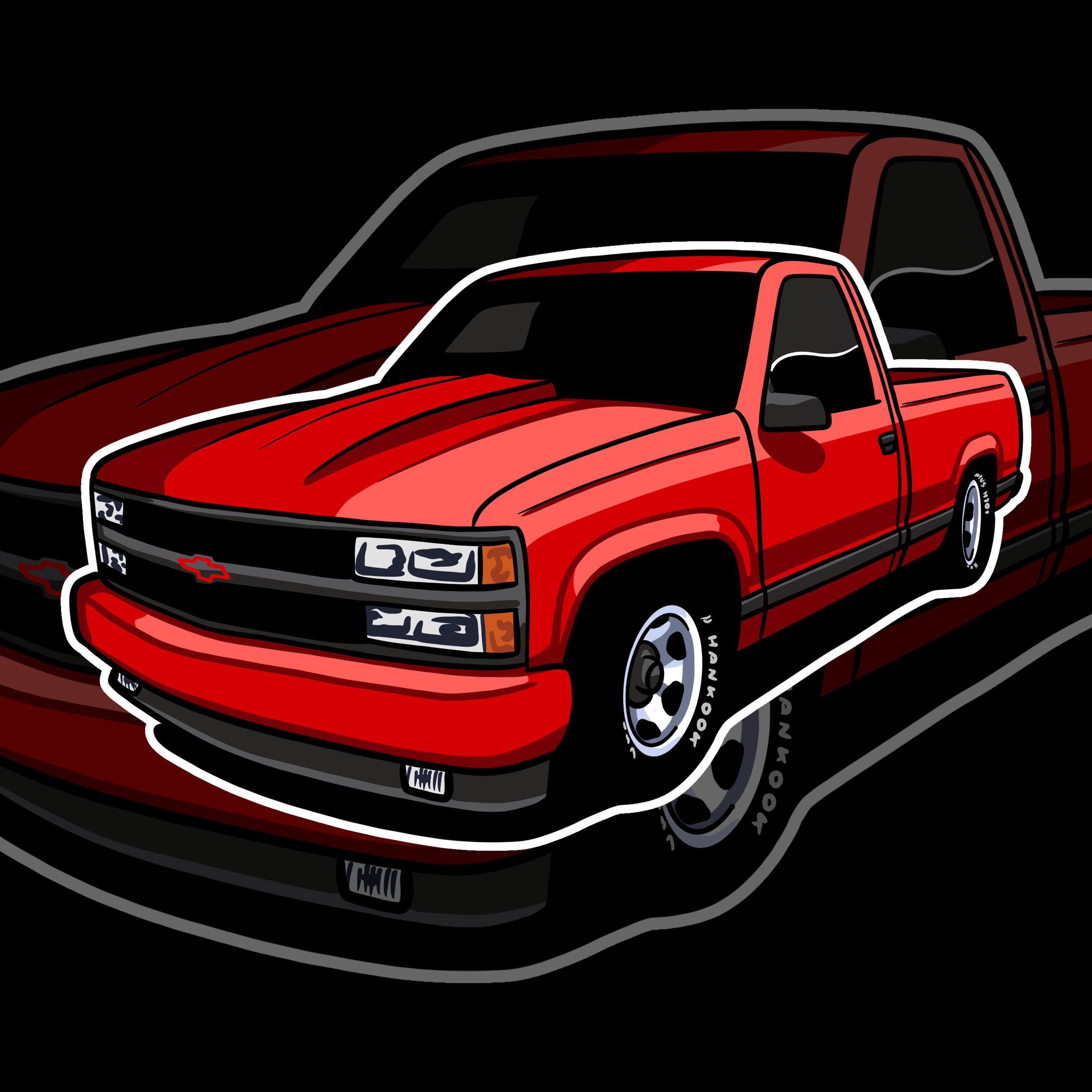 Red OBS Single cab sticker, Chevy sticker, OBS sticker, Trucking around, Trokiando, Trokas Tumbadas sticker