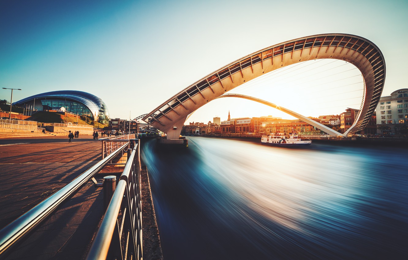 Wallpaper bridge, the city, river, Gateshead Millenium Bridge, Newcastle upon Tyne image for desktop, section город
