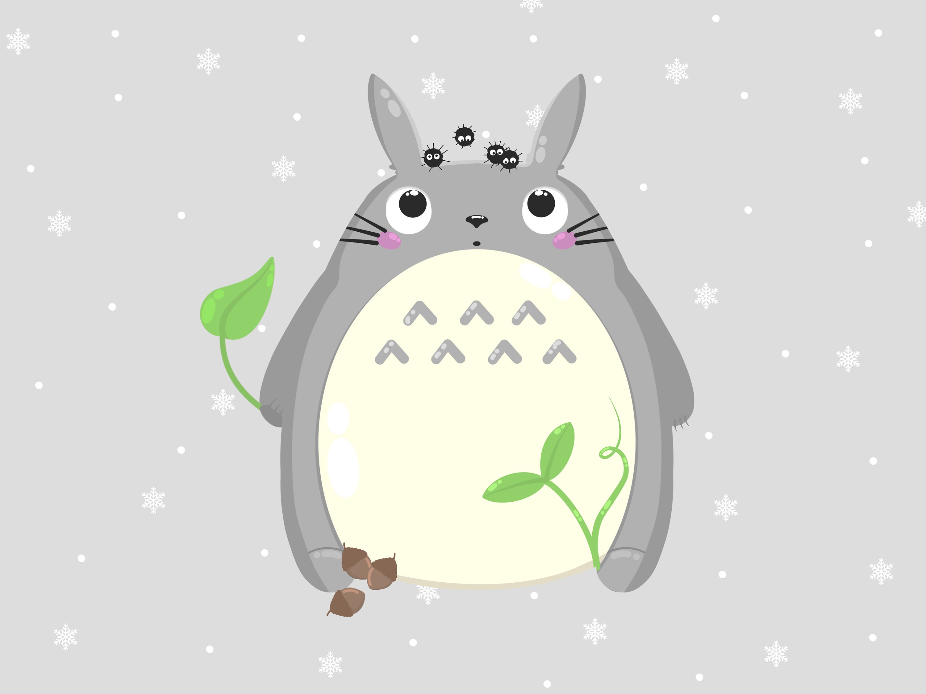 Cute Totoro Inspired Mobile Tablet Wallpaper Soot Sprite