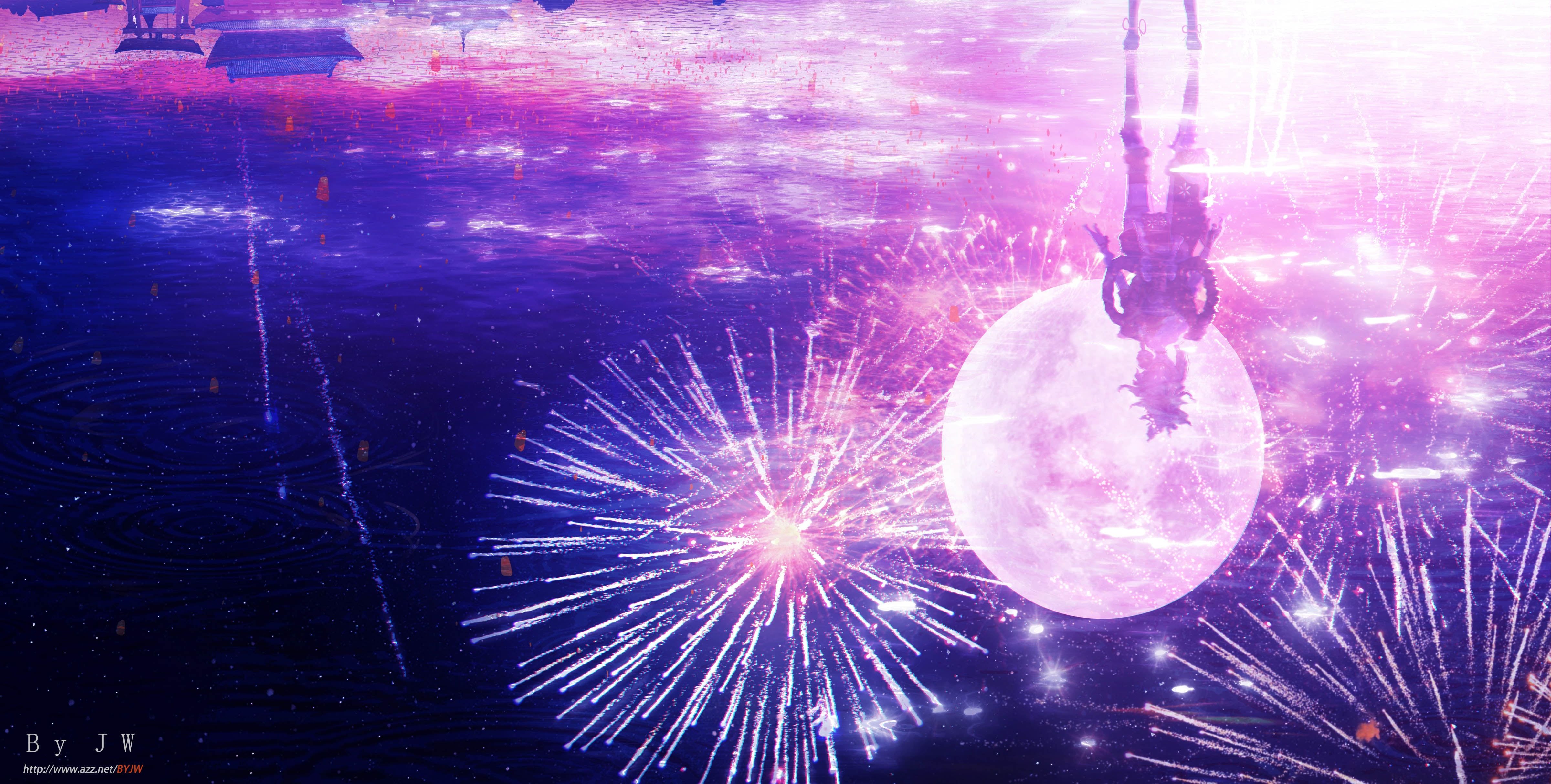 HD wallpaper: Genshin Impact, Yoimiya (Genshin Impact), fireworks