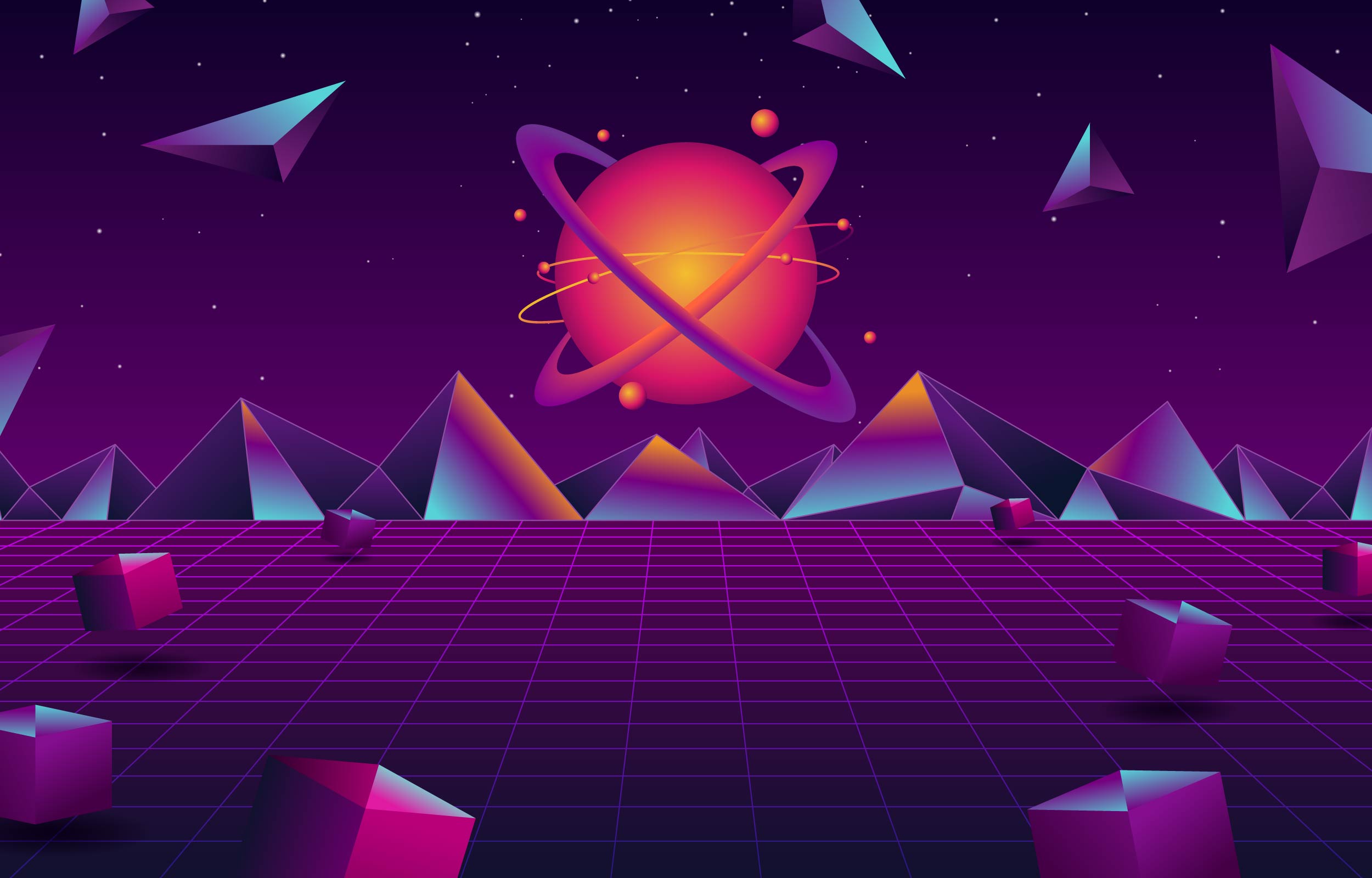 Retro Futurism Planet Background
