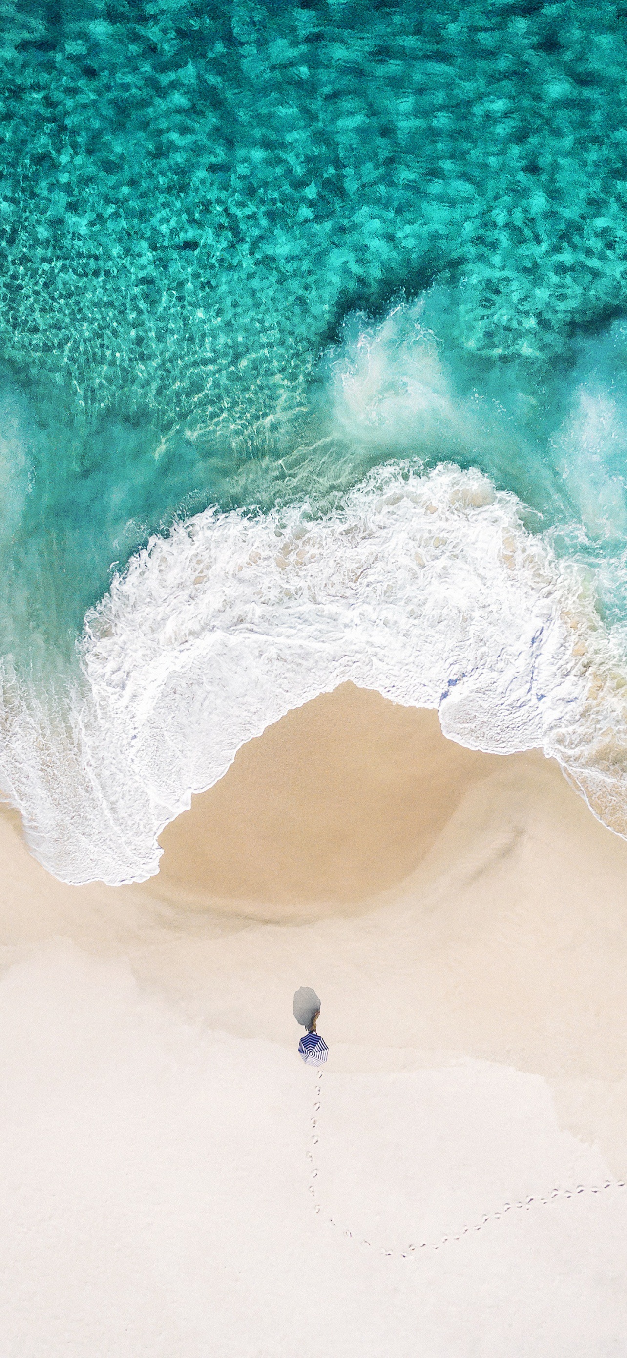 Beach Wallpaper 4K, Alone, Relax, Summer, Aerial view, iOS Stock, Nature