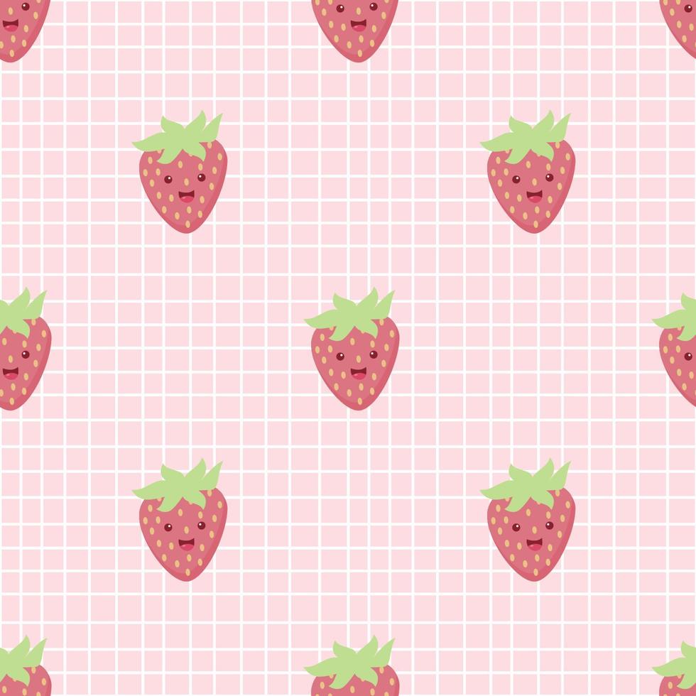Cute strawberry cartoon seamless pattern vector Background design for kids, decorating, wallpaper, wrapping paper, fabric, backdrop