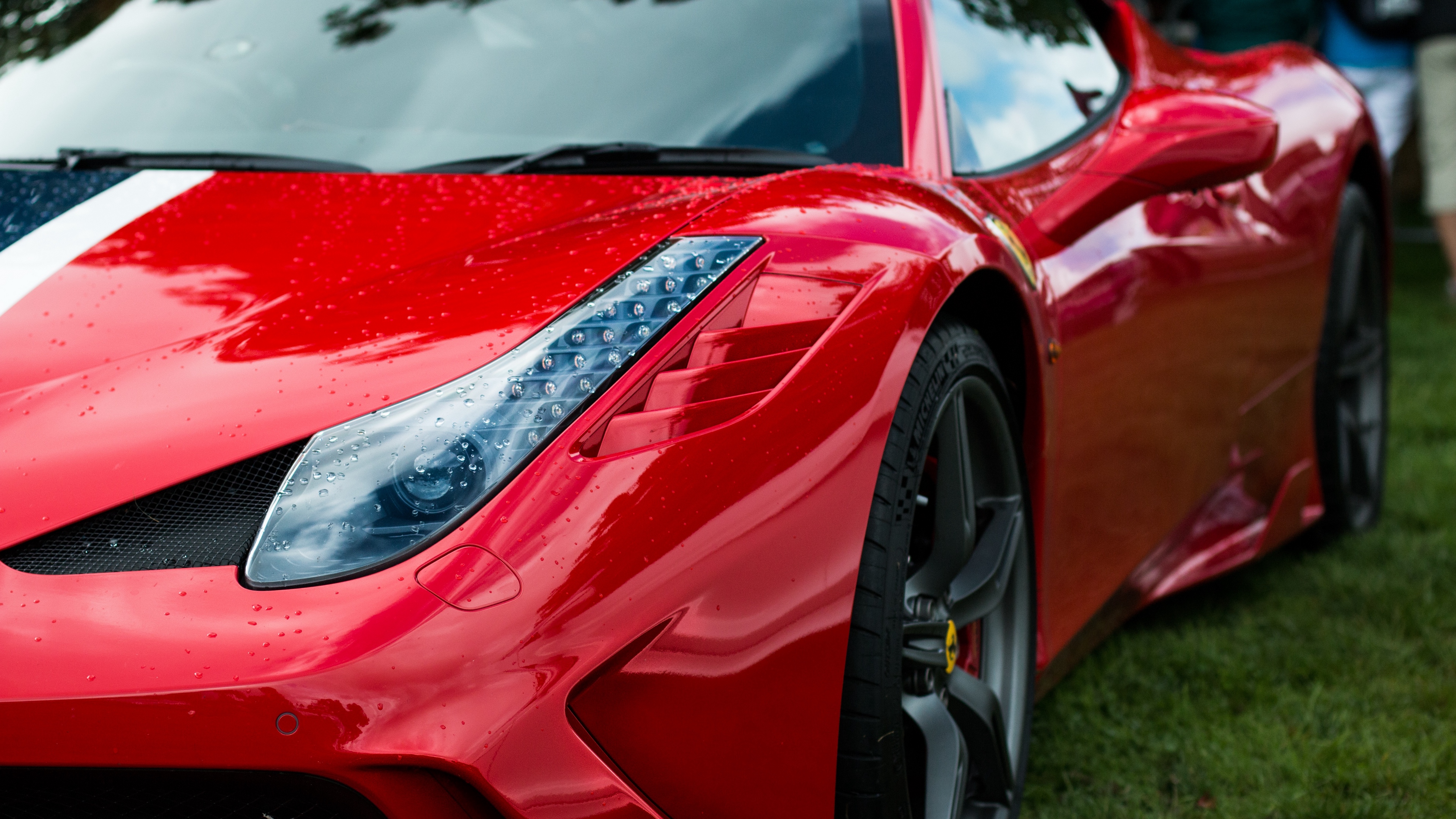 Wallpaper 4k ferrari 458 speciale, ferrari, sports car, supercar, red, headlight, wheel 4k Wallpaper