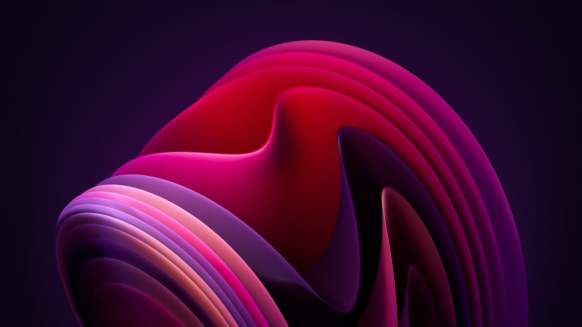 Windows 11 Wallpaper 4K, Flow, Dark Mode, Dark background, Pink, Abstract