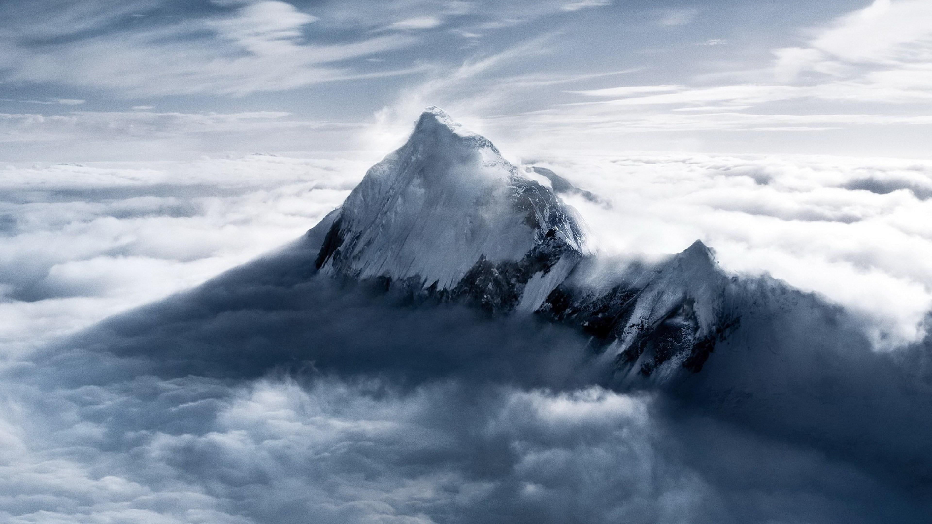 HD wallpaper: everest, mountain, cloud, peak, mount everest, snowy, cloud