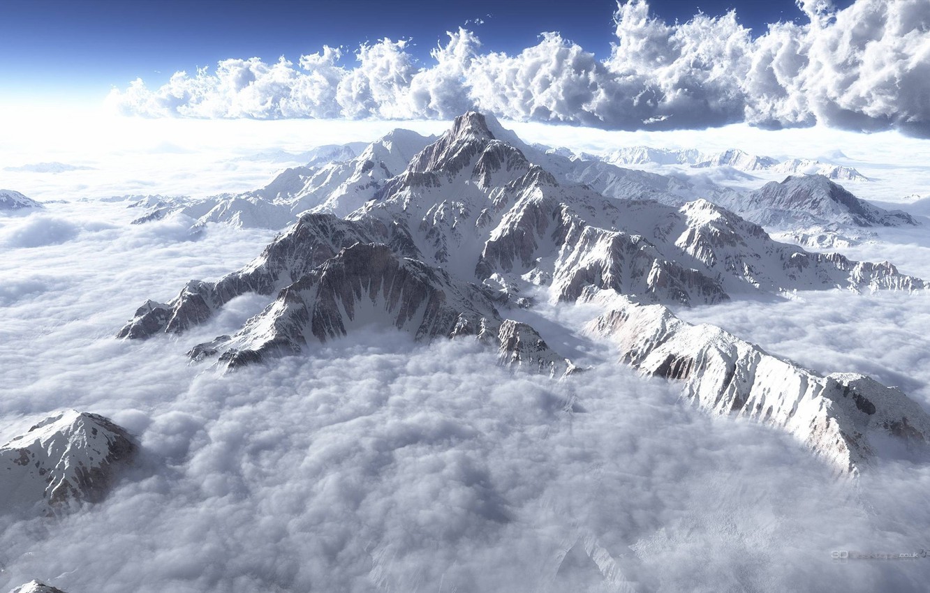 Wallpaper the sky, clouds, snow, fog, Mountains, frost, sky, Everest image for desktop, section природа
