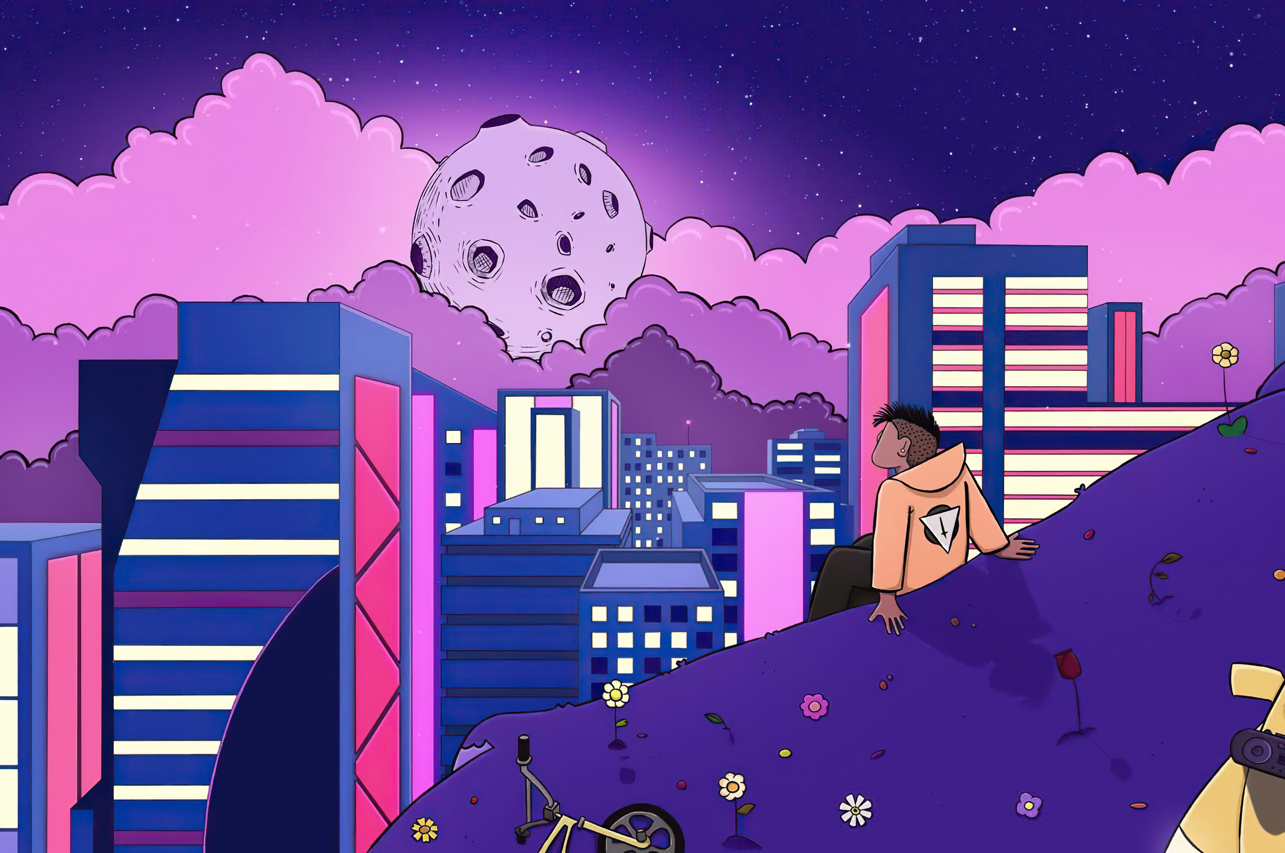 Watching The Lofi Moon 4k Chromebook Pixel HD 4k Wallpaper, Image, Background, Photo and Picture