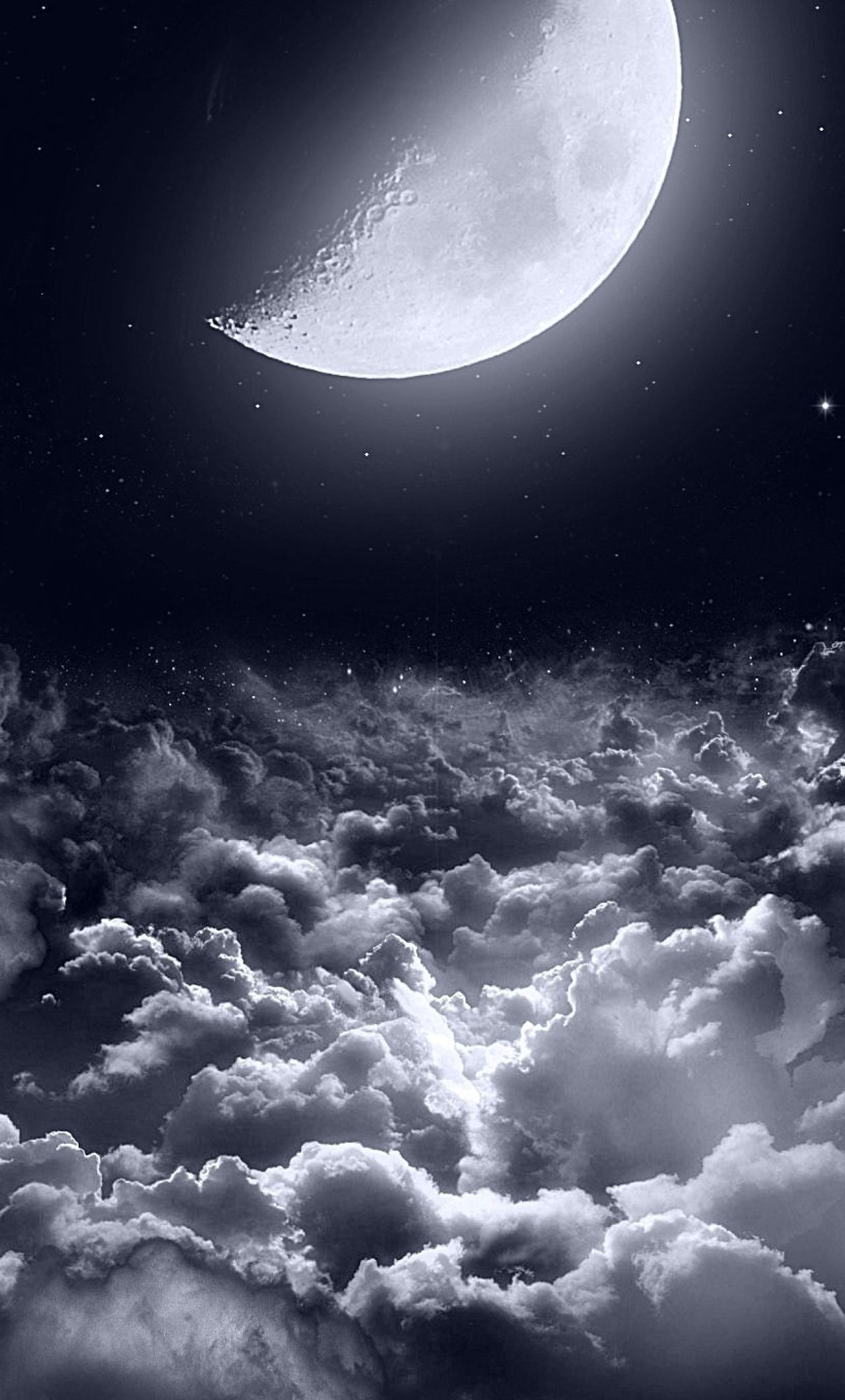 Half Moon Dark Night iPhone 6 plus Wallpaper, HD Nature 4K Wallpaper, Image, Photo and Background