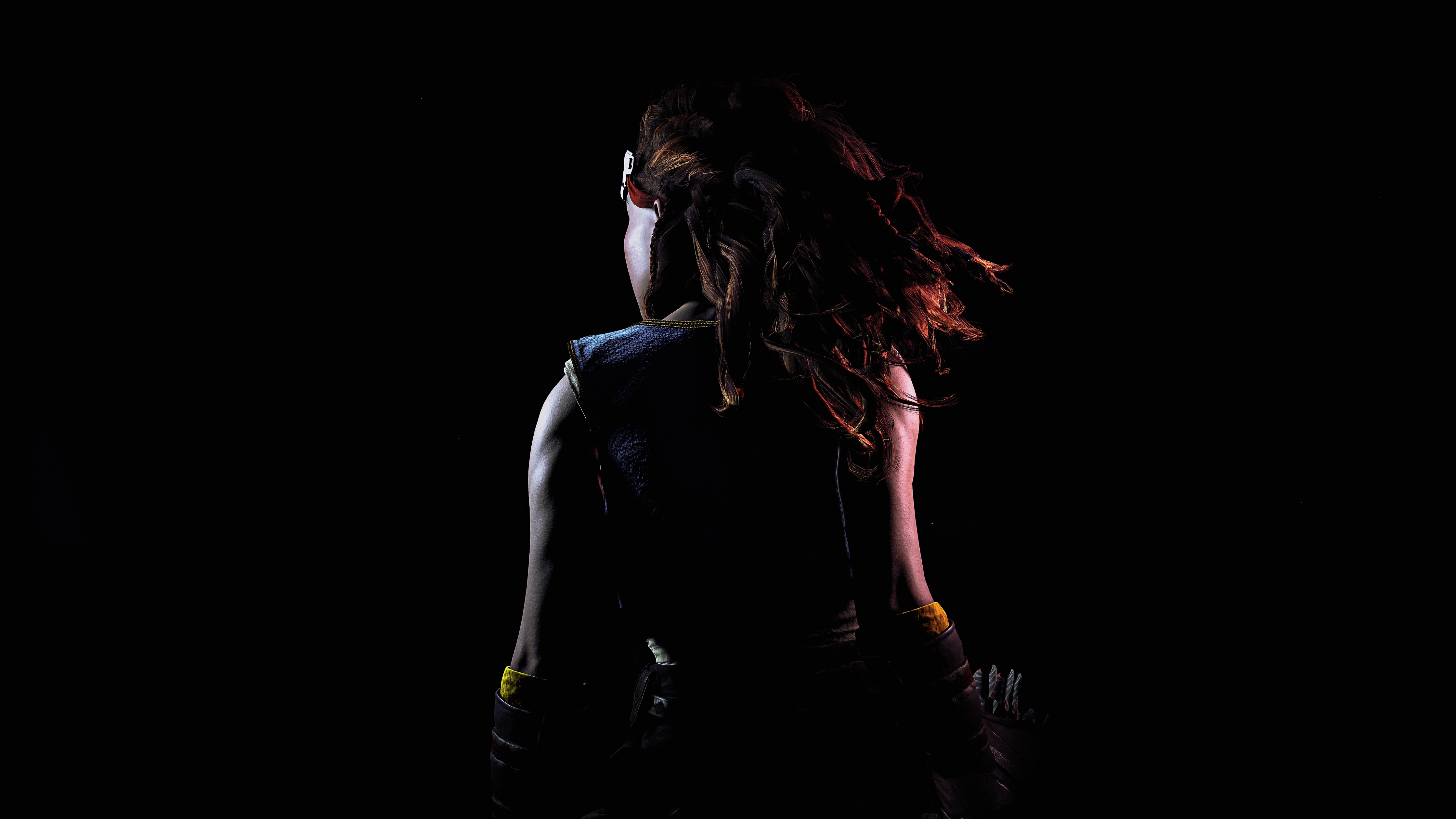 Aloy Wallpaper 4K, Horizon Zero Dawn, AMOLED, Black Background, Black Dark
