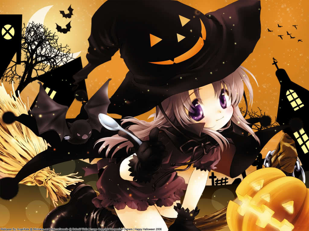 Desktop Wallpaper Witch Art Anime Girl Halloween Hd Image Picture  Background Ff08e6